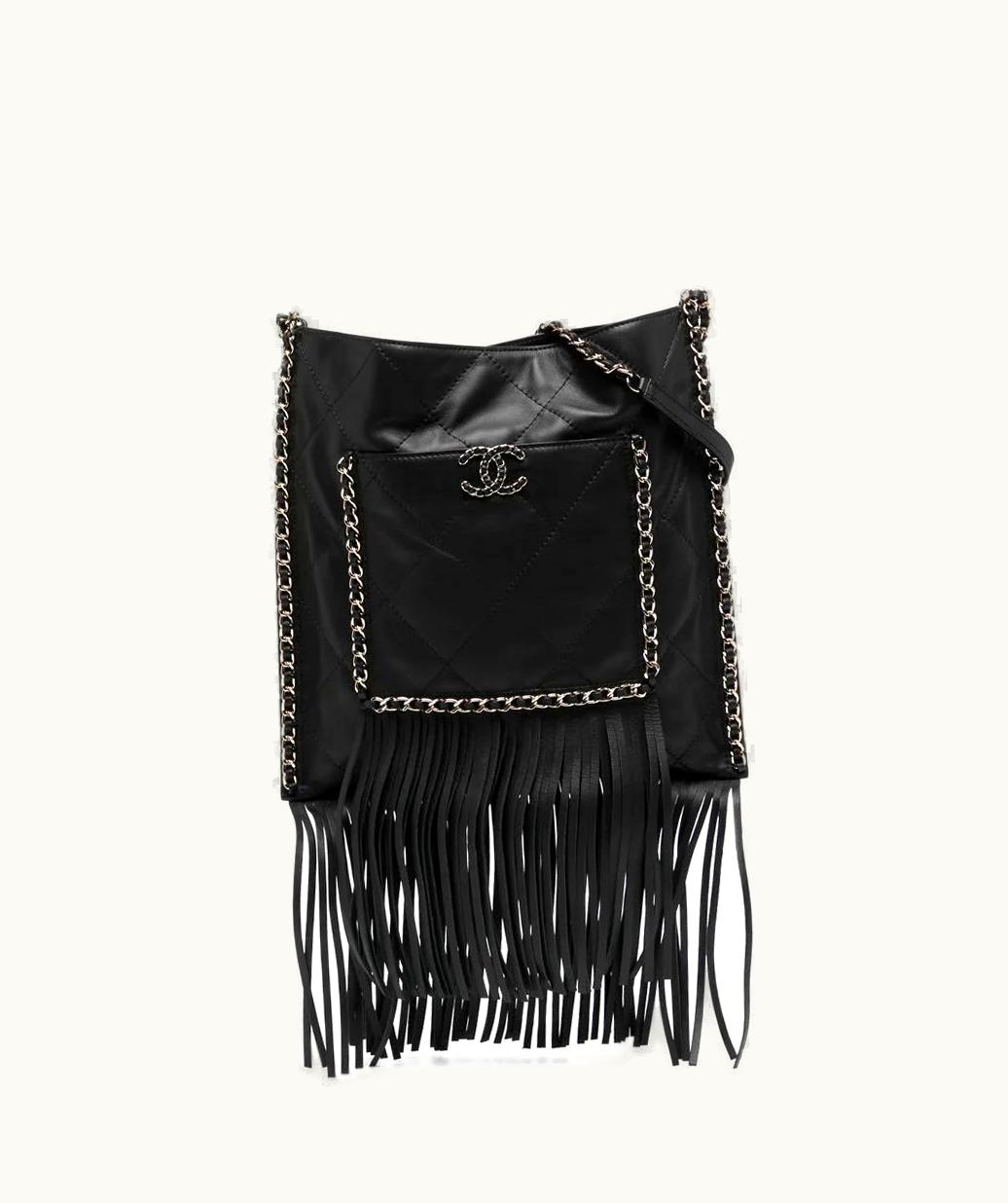 Chanel Chanel Black Leather Fringe Shopping Bag