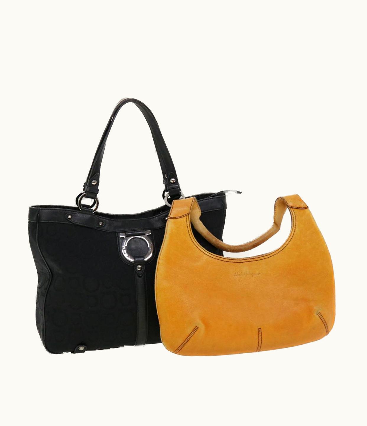 Salvatore Ferragamo Salvatore Ferragamo Shoulder Bag Canvas 2Set Black Brown