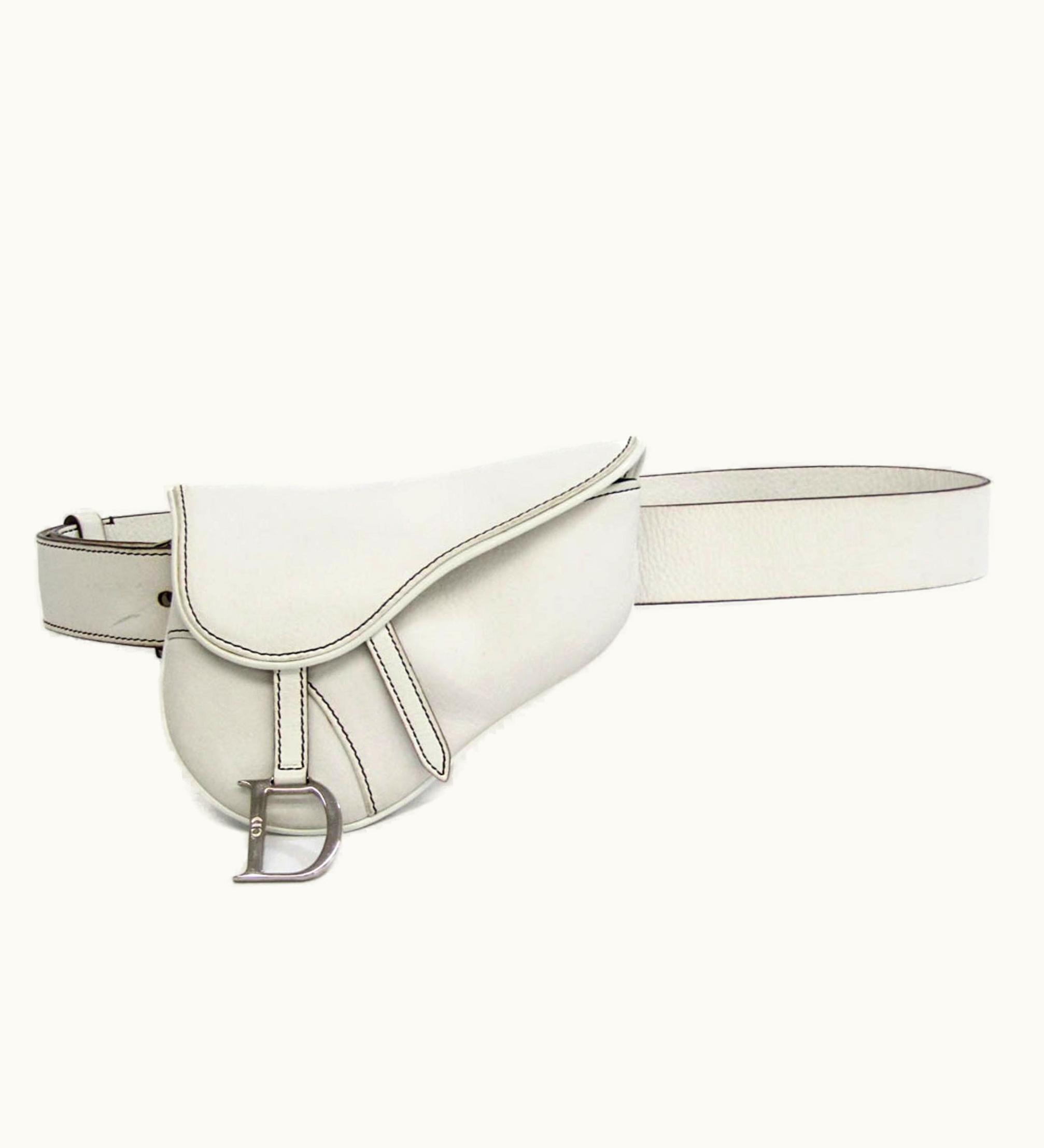 Dior Dior Christian Dior Saddle Bag Women's Leather Fanny Pack White