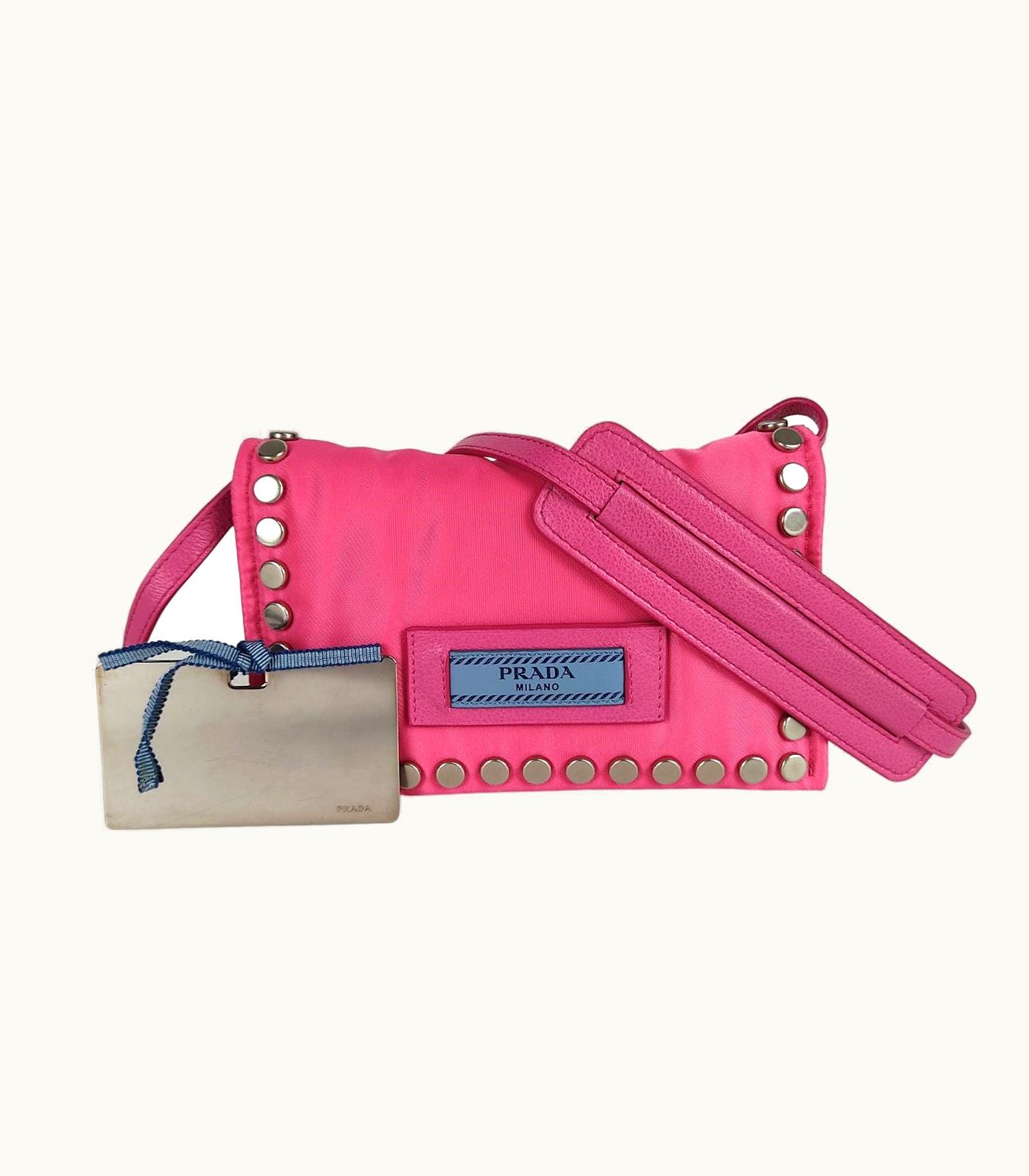 Prada Prada Wallet With Shoulder Strap In Blue Label Nylon