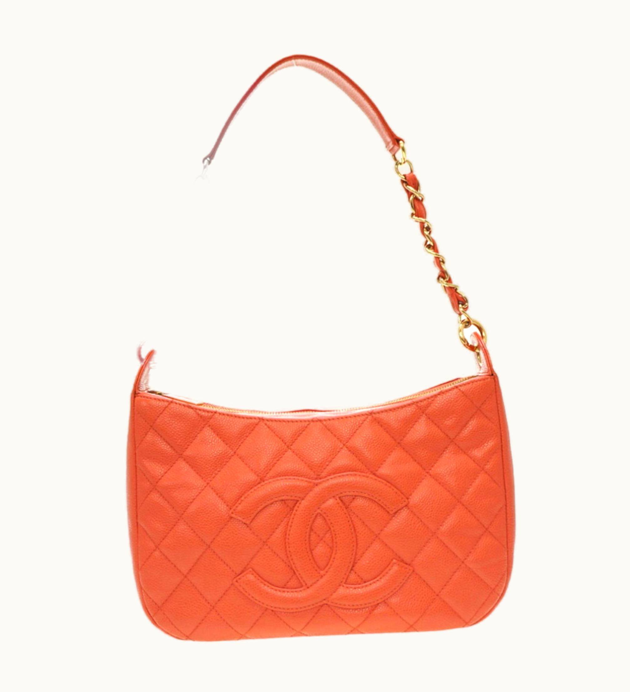 Chanel Chanel Caviar Skin Chain One Shoulder Bag Salmon Pink