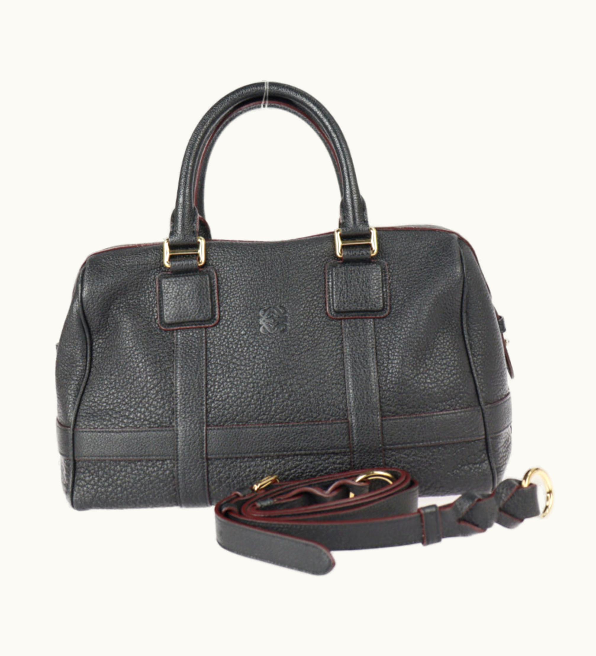 Loewe Loewe Paseo Paseo 30 Handbag 384.04Cg41 Calf Leather Black Gold Hardware Anagram 2Way Shoulder Bag Mini Boston