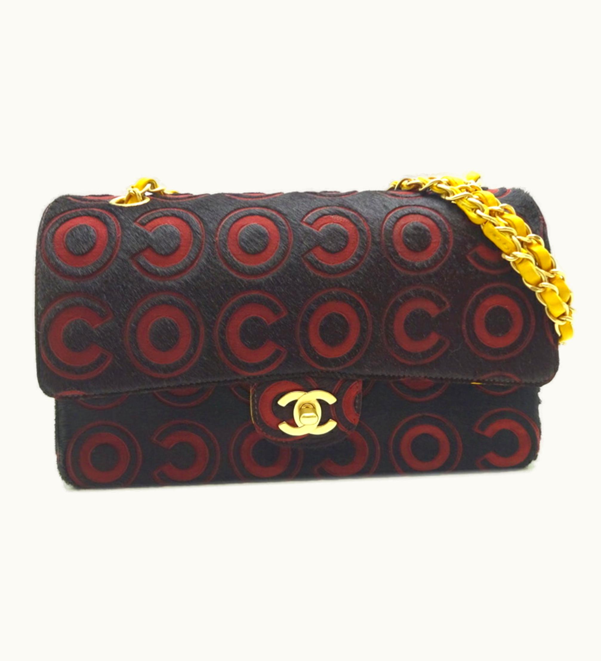 Chanel Chanel Ladies Shoulder Bag Harako Brown X Red/Yellow