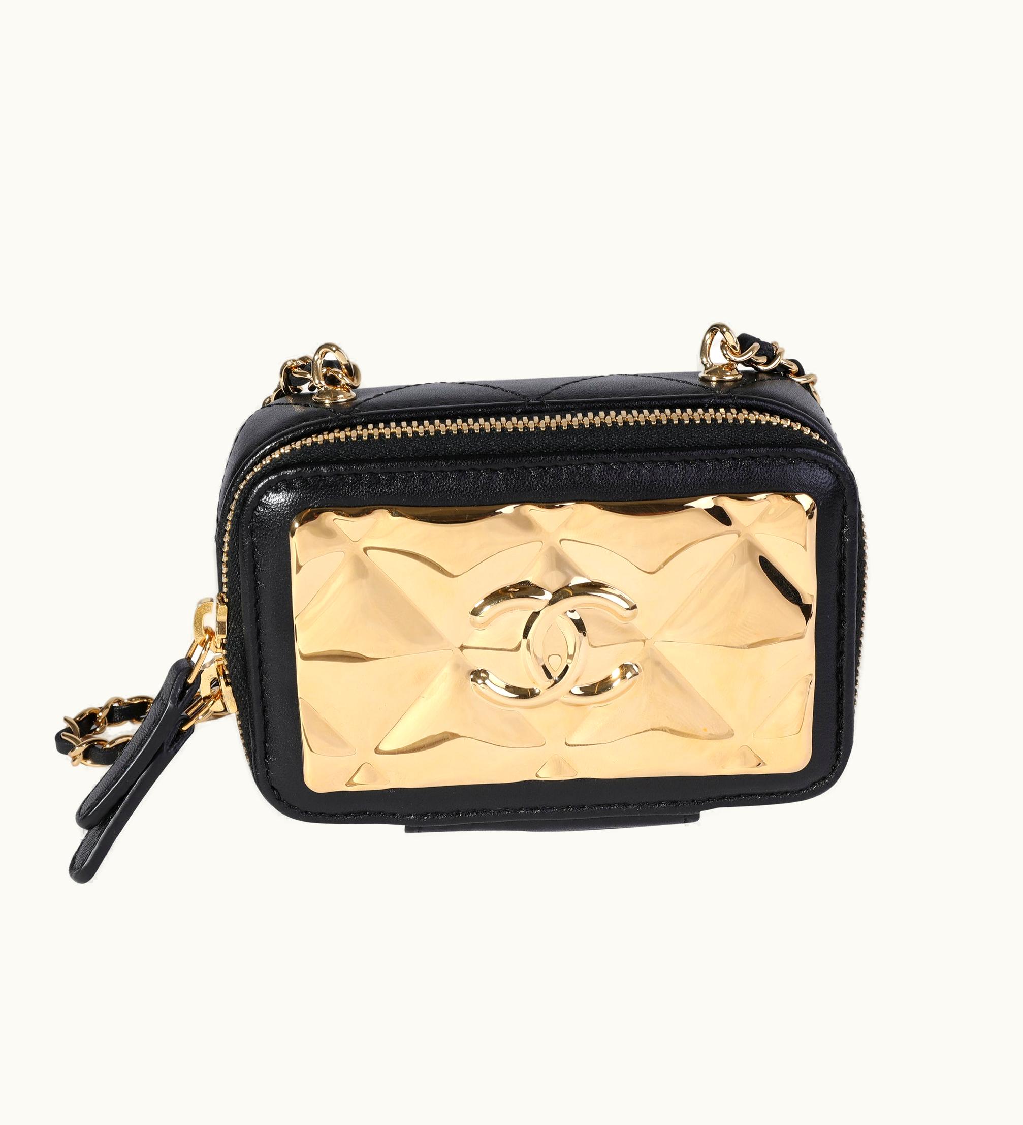 Chanel Chanel Vanity Case Mini Crossbody Bag in Black Lambskin & Gold-Tone Metal