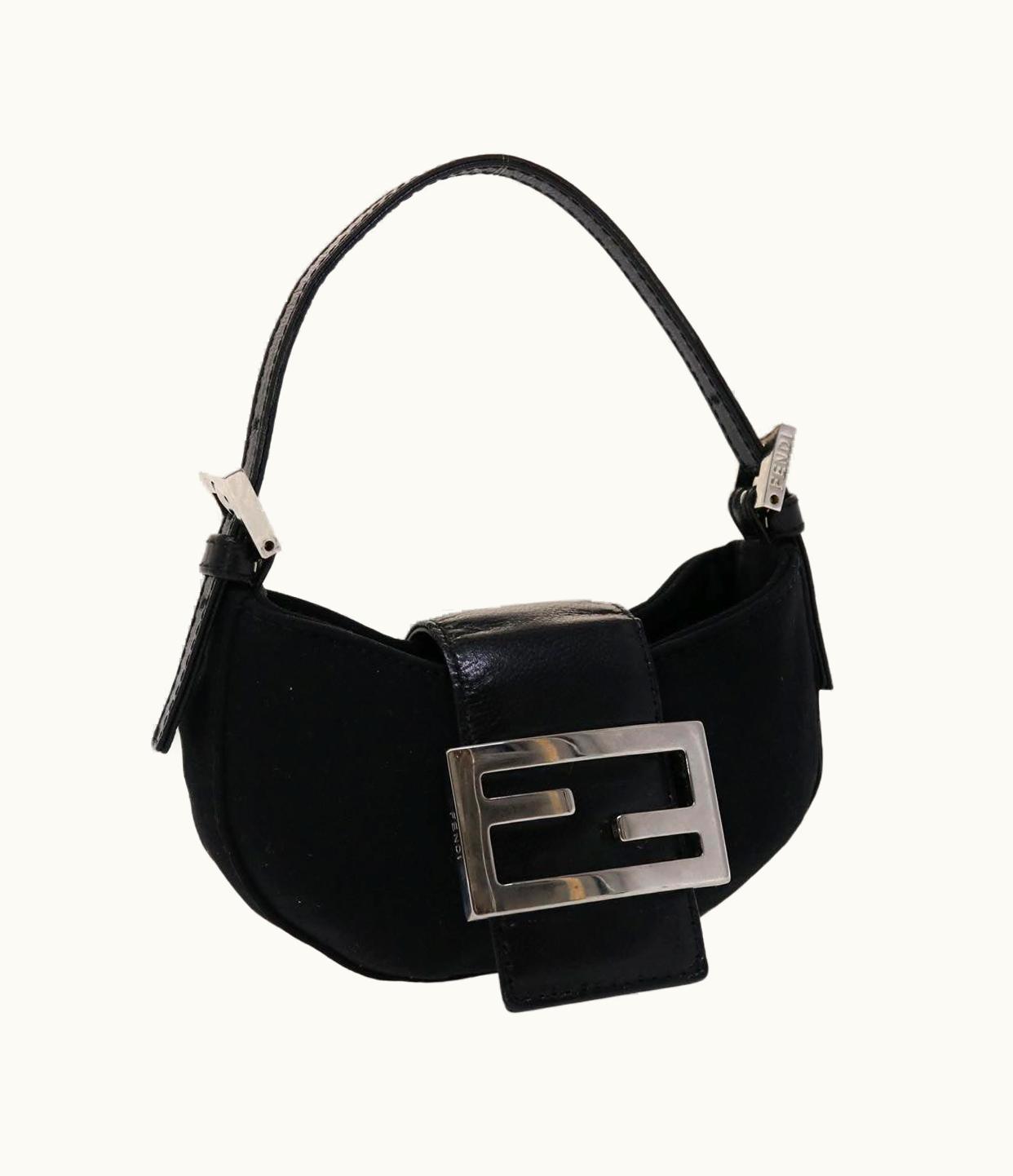 Fendi Fendi Mini Mamma Baguette Pouch Nylon Leather Black