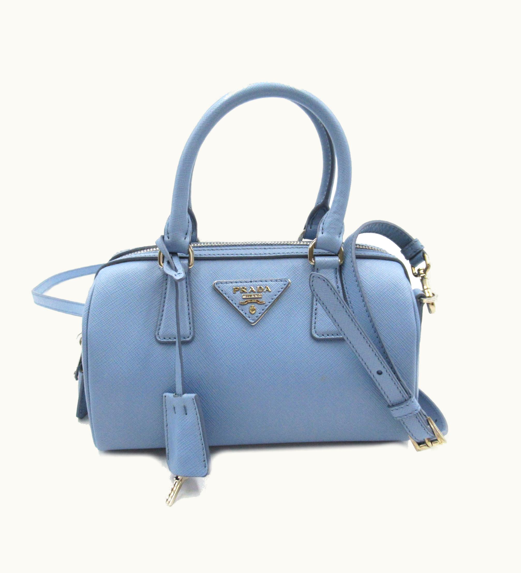 Prada Prada 2Way Mini Boston Blue Safiano Leather Bl846Y
