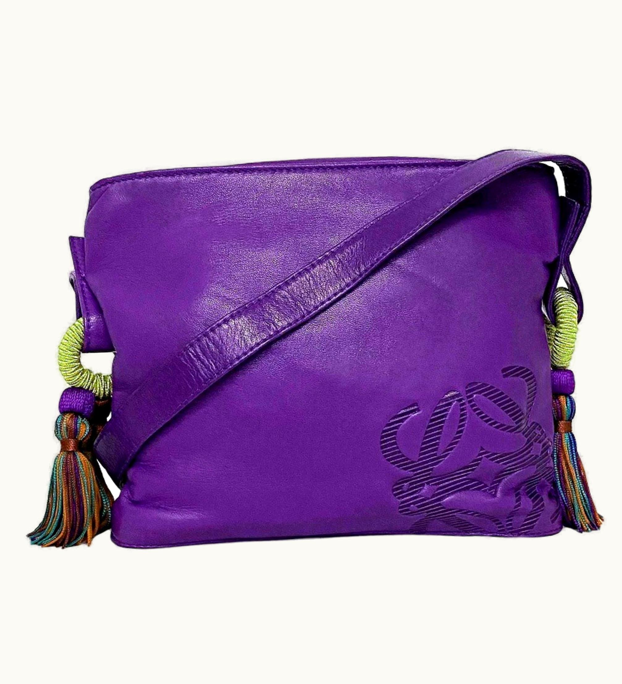 Loewe Loewe Shoulder Bag Purple Gold Multicolor Anagram Leather Nappa Loewe Tassel Pochette Women's