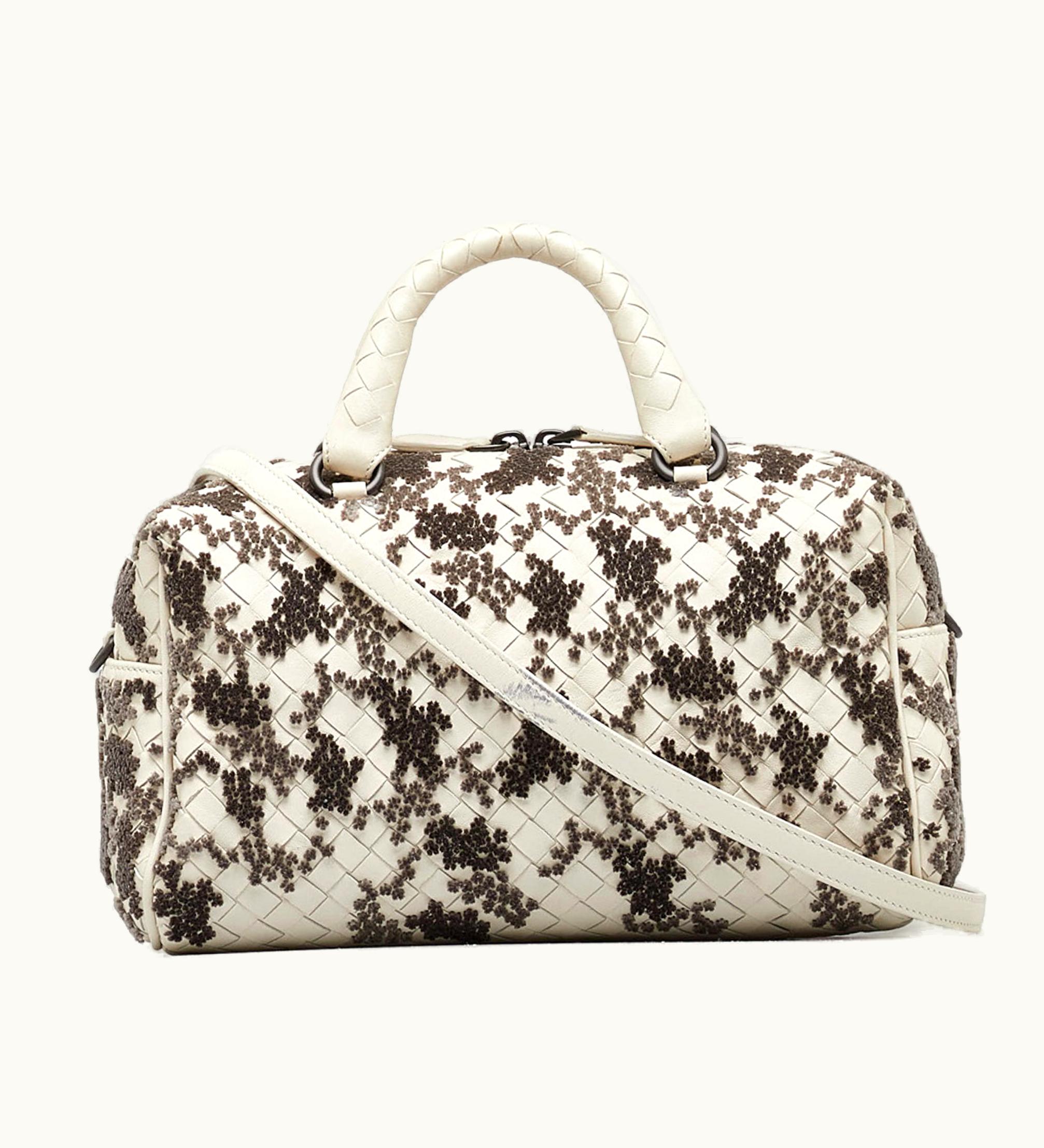 Bottega Veneta Bottega Veneta In Mist Intrecciato Flocked Velvet Bouquet Duffel Bag