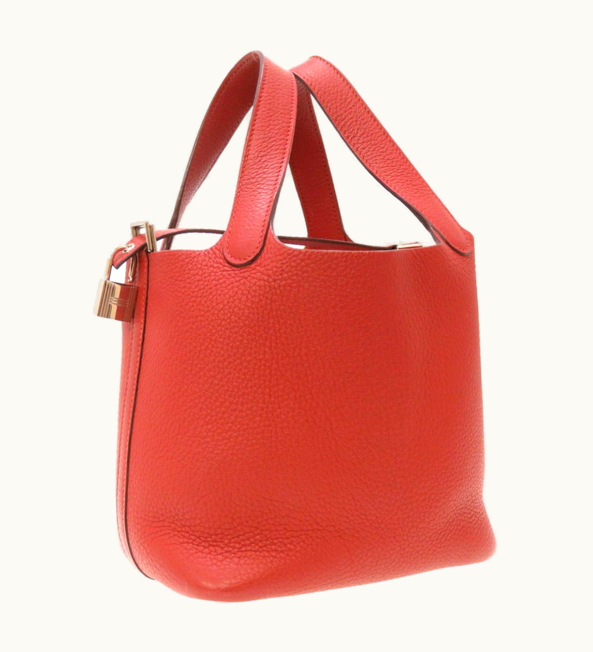 Hermès Hermès Picotin Lock PM Taurillon Clemence Rouge Garance M Stamp Handbag