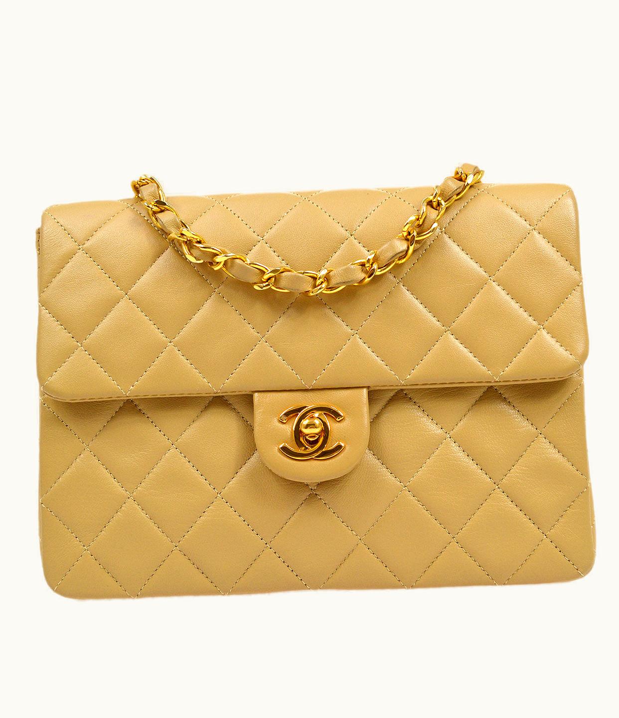 Chanel Chanel 1989-1991 Classic Square Flap Beige Lambskin 95971