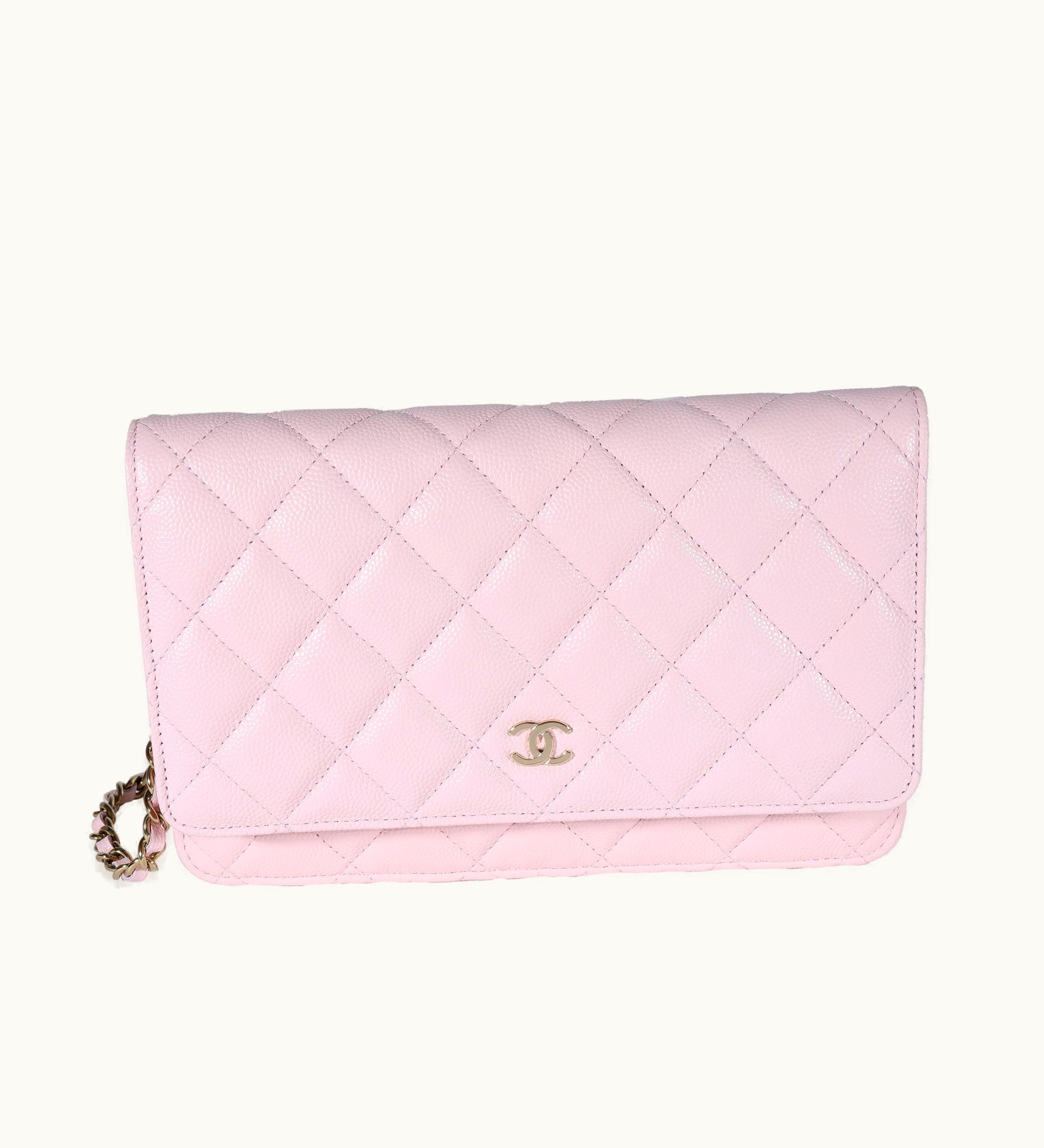 Chanel Chanel Pale Pink Quilted Caviar Wallet On Chain