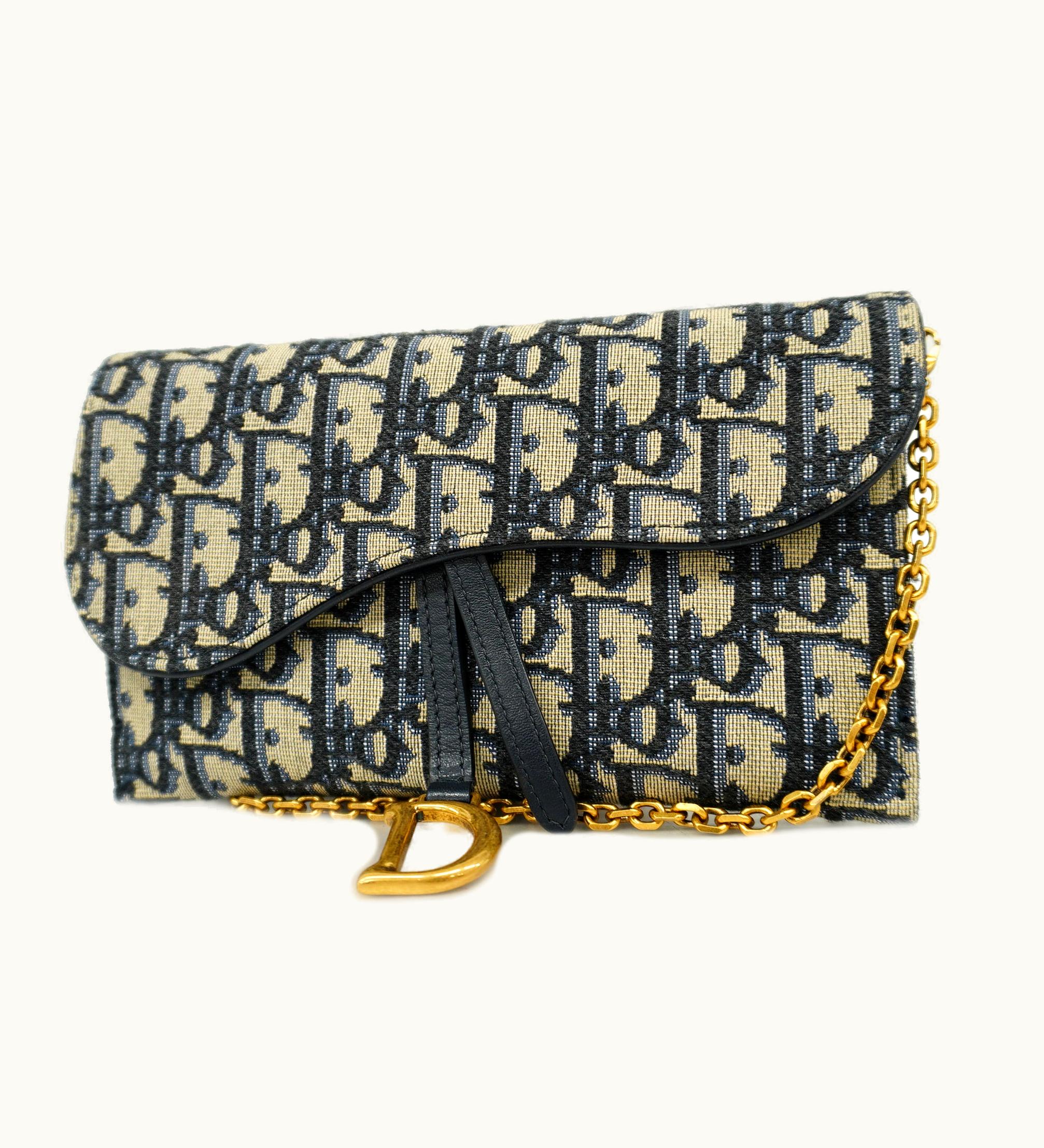 Dior Dior Trotter Chain Wallet Women's Accessory Navy