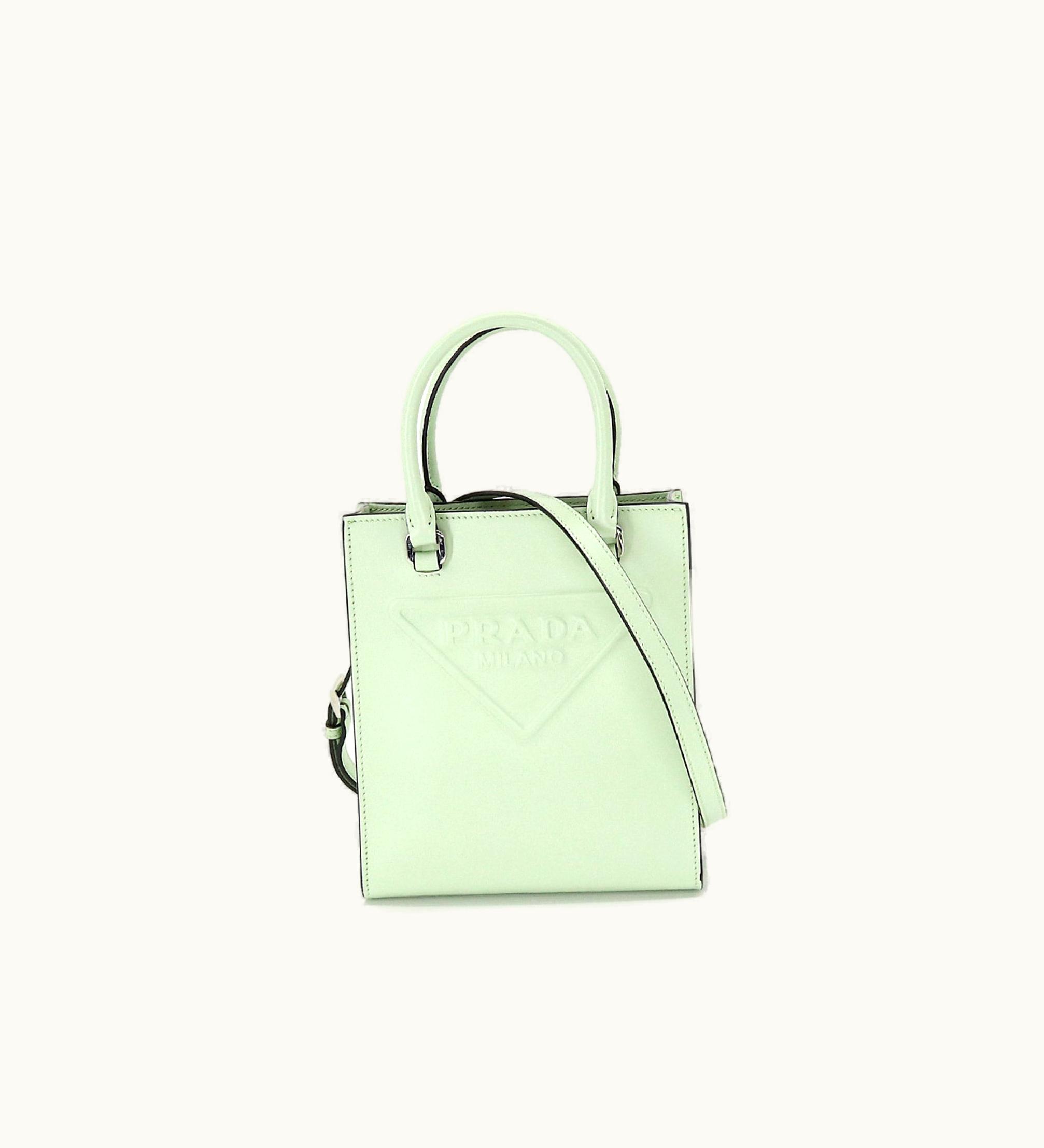 Prada Prada 2Way Hand Shoulder Bag Leather Aqua Green 1Ba333 Hand Shoulder Bag
