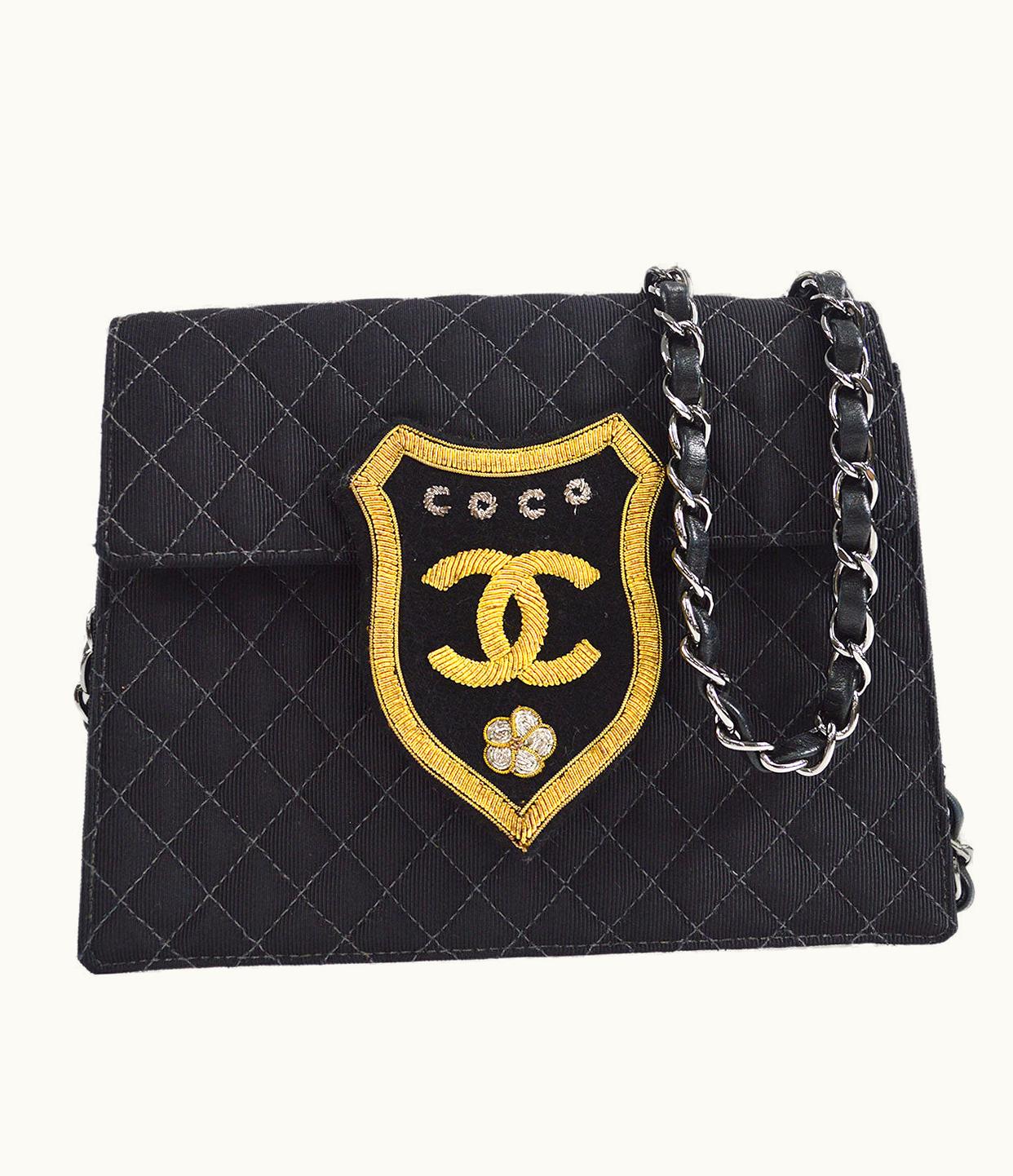 Chanel Chanel * 2005 Emblem Shoulder Bag Mini Black Canvas 57507