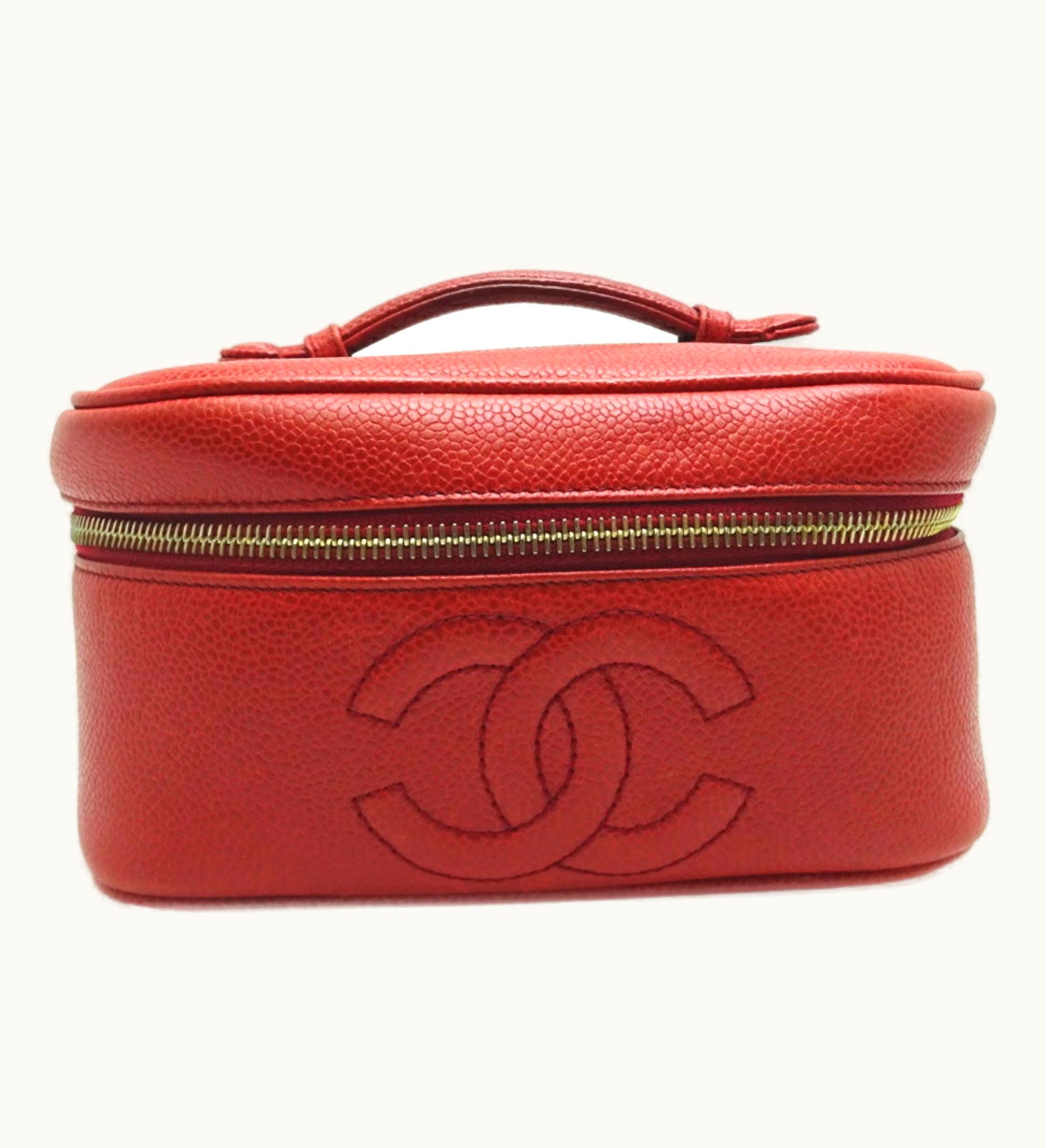 Chanel Chanel Vanity Bag Ladies Handbag Caviar Skin Red