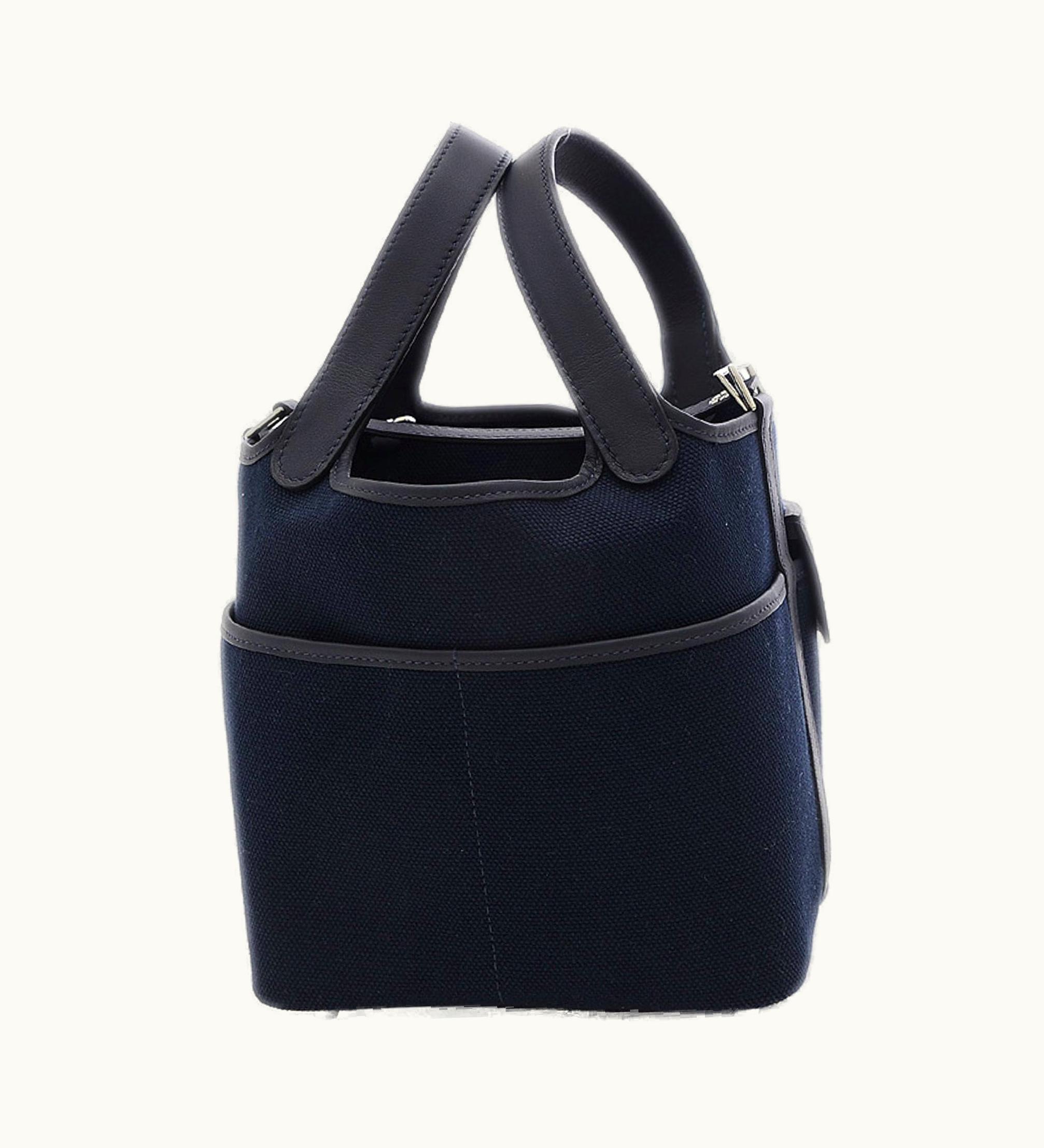 Hermès Hermès Picotin Lock PM 18 Handbag Cargo Canvas/Swift Navy U Stamp