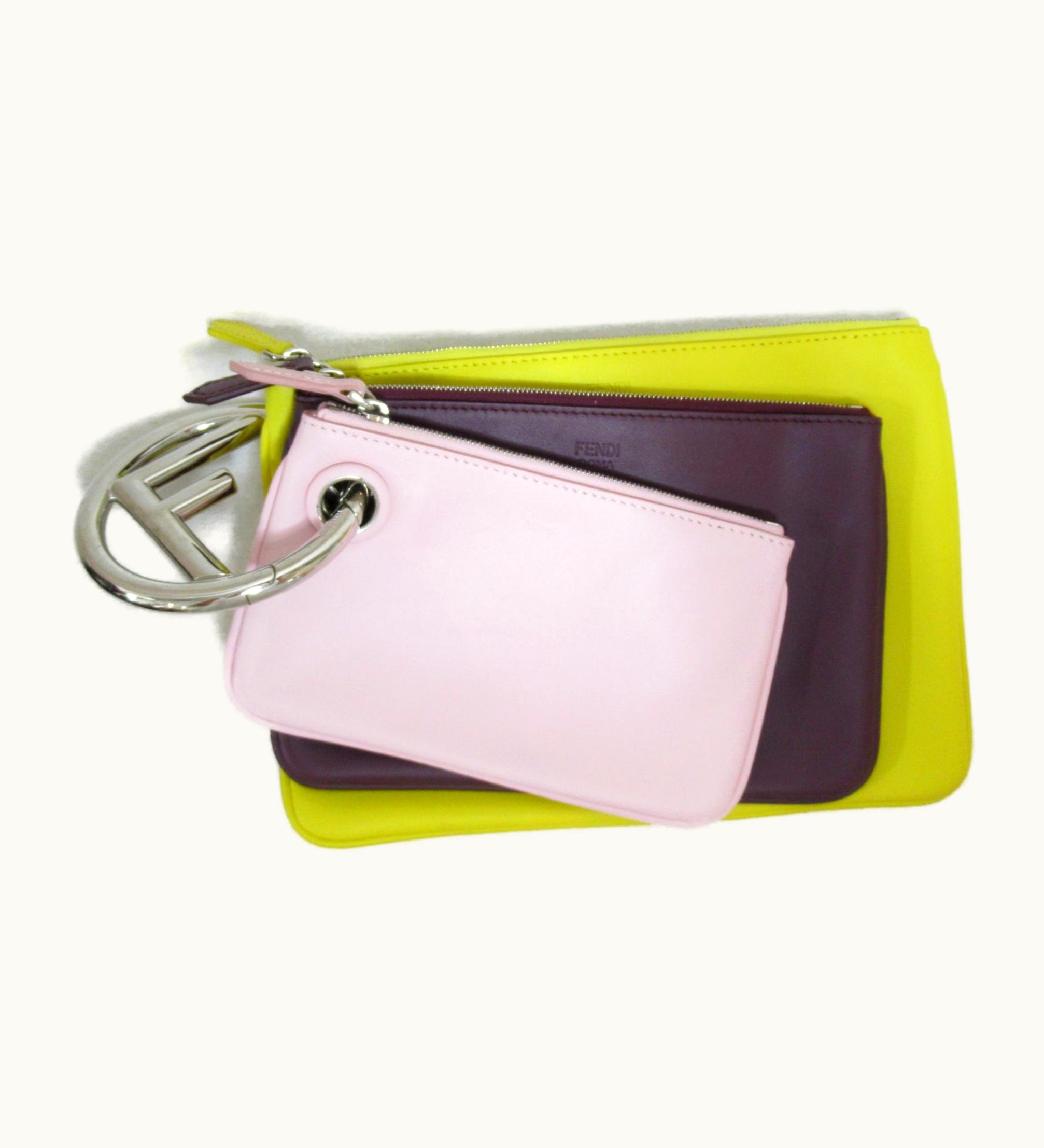 Fendi Fendi Business Bag Clutch Bag Yellow Purple Pink Leather