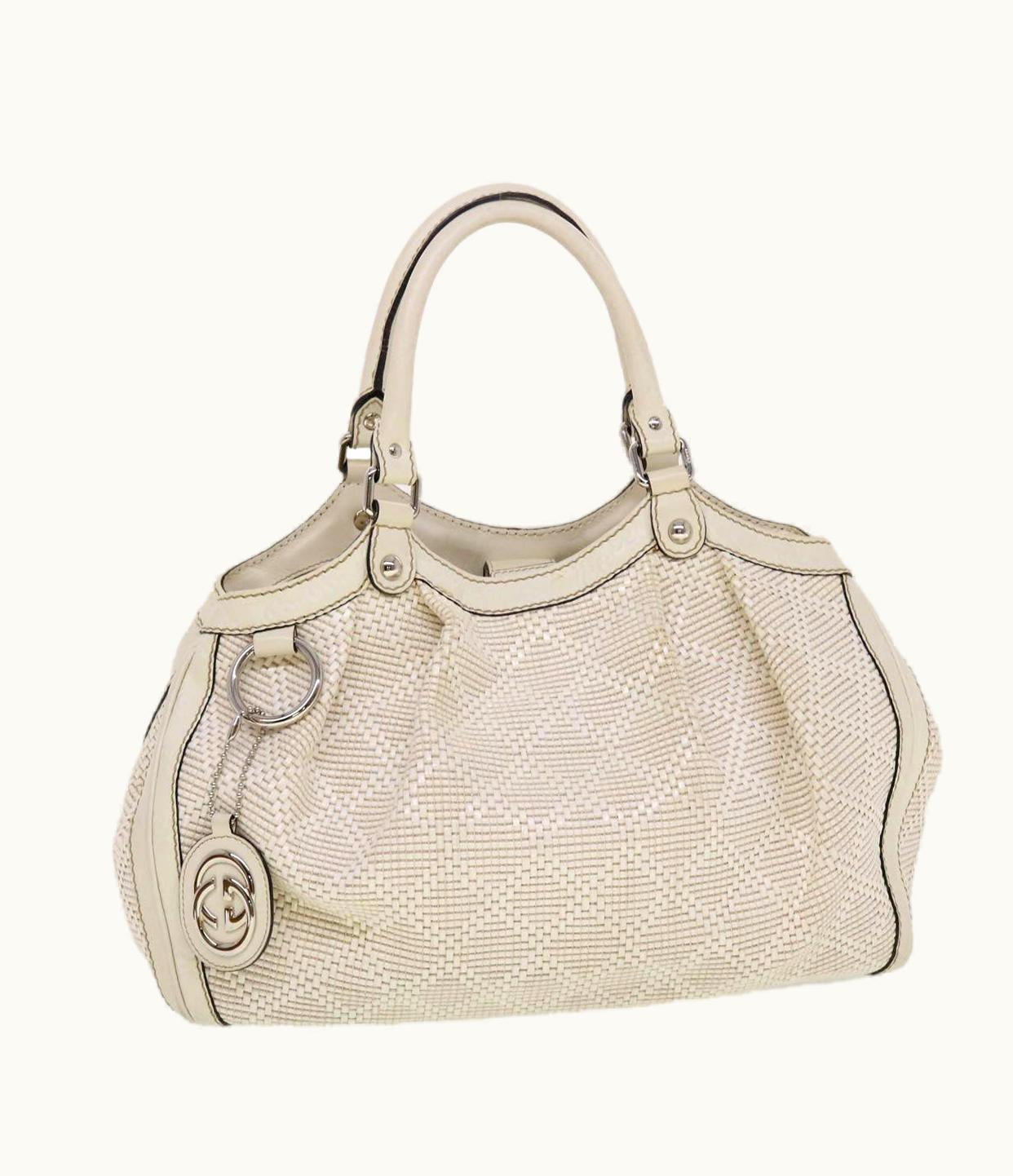 Gucci Gucci Diamante GG Canvas Hand Bag Leather White 211944