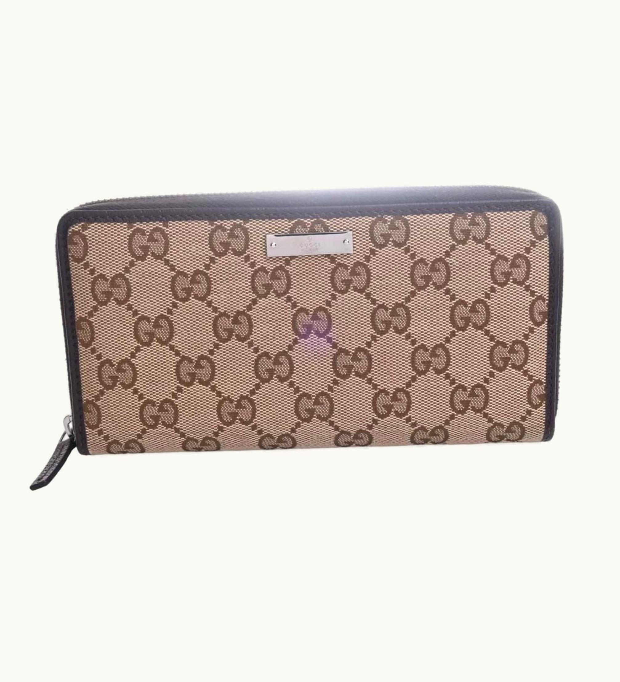 Gucci Gucci GG Canvas Round Long Wallet 307980 Beige Brown Women's