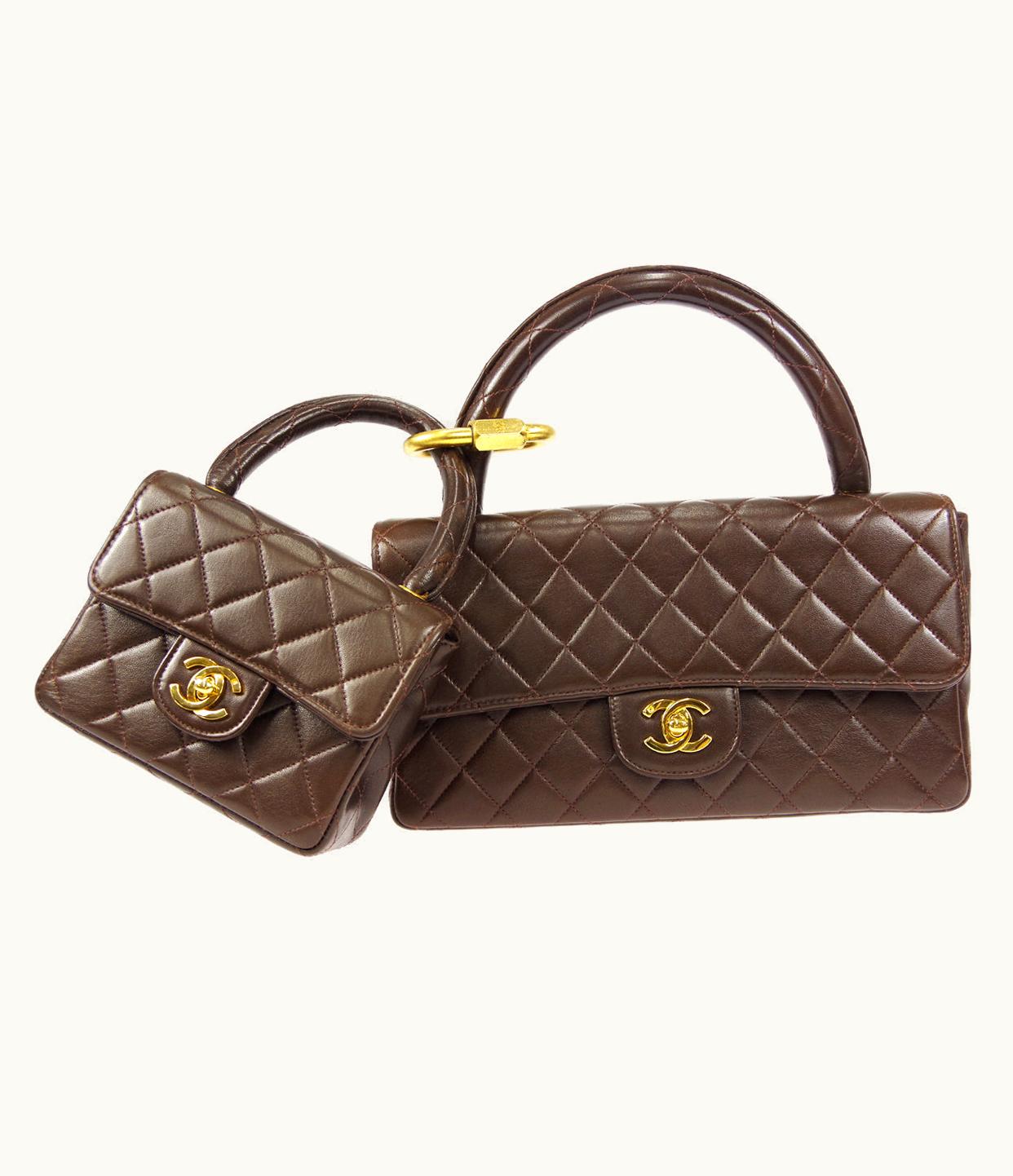 Chanel Chanel Classic Single Flap 2 In 1 Handbag Set Brown Lambskin 24809