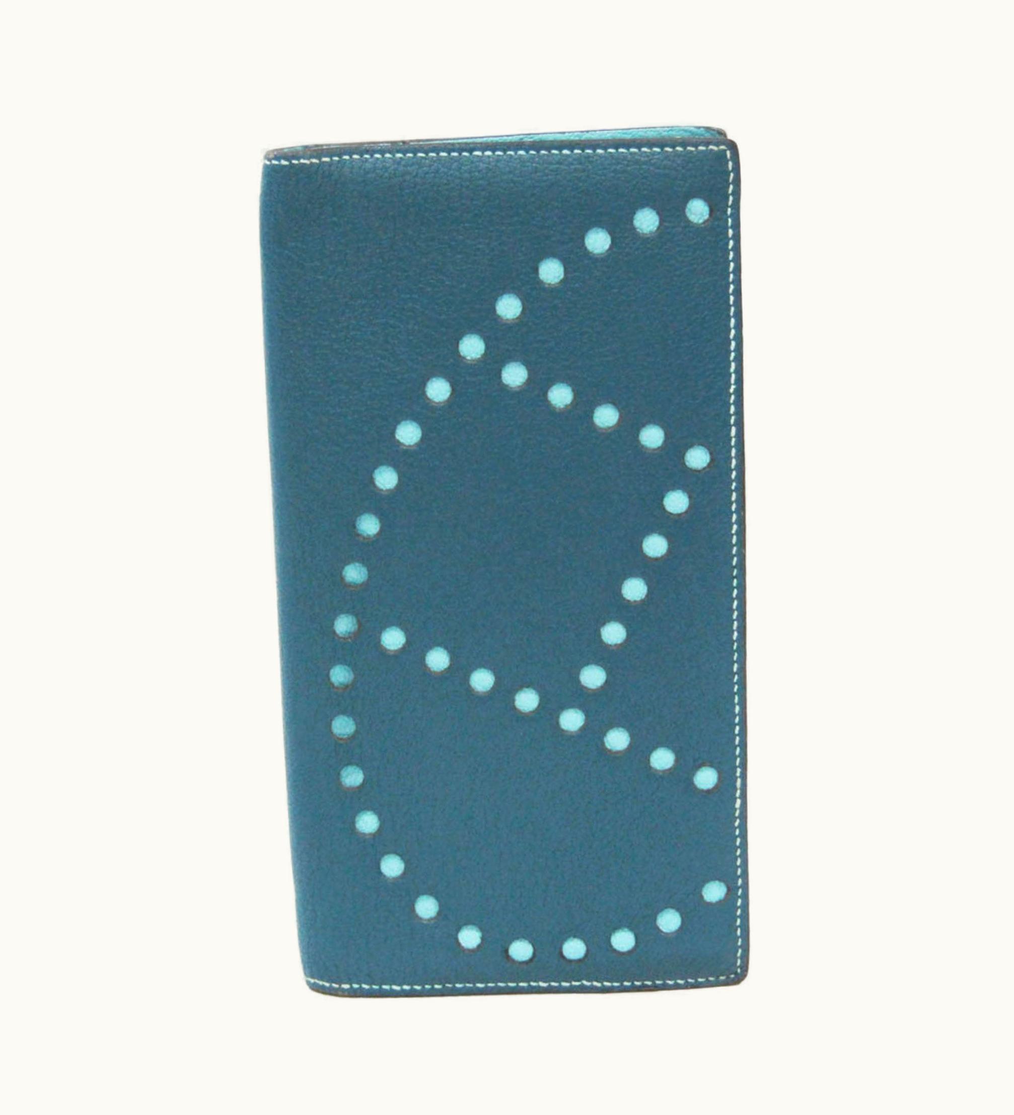Hermès Hermès Evelyne Women's Chevre Leather Long Bill Wallet [Bi-Fold] Blue, Navy