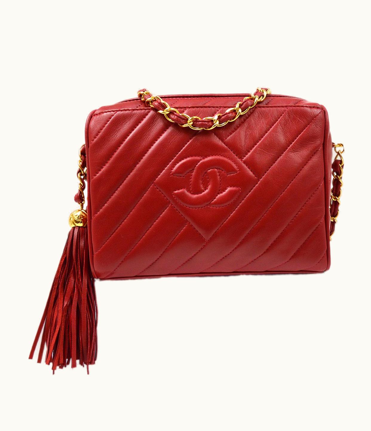 Chanel Chanel 1994-1996 Red Lambskin Quilted Camera Bag Mini 61270