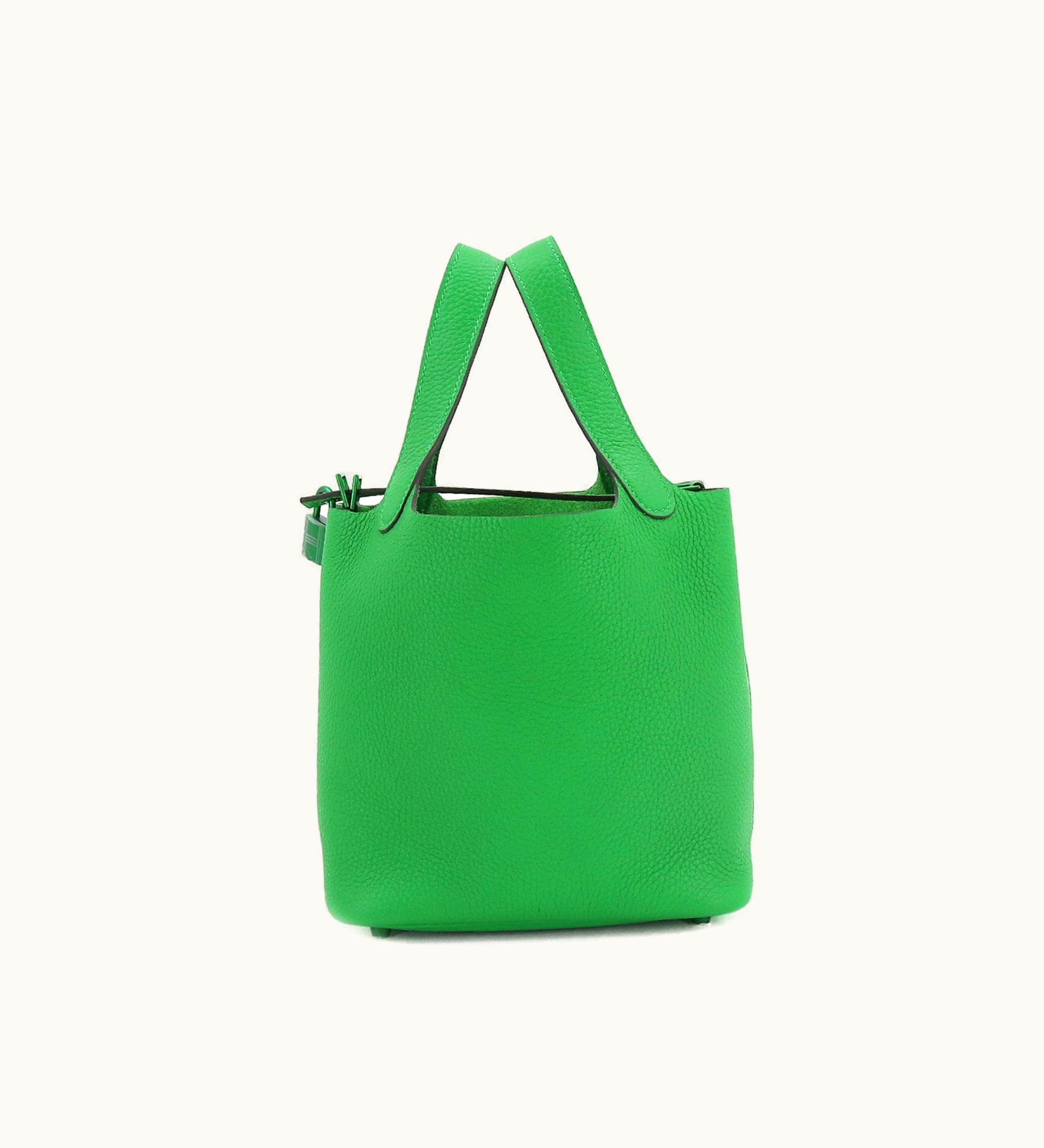 Hermès Hermès Picotin Lock PM Taurillon Clemence Bambou Green Handbag