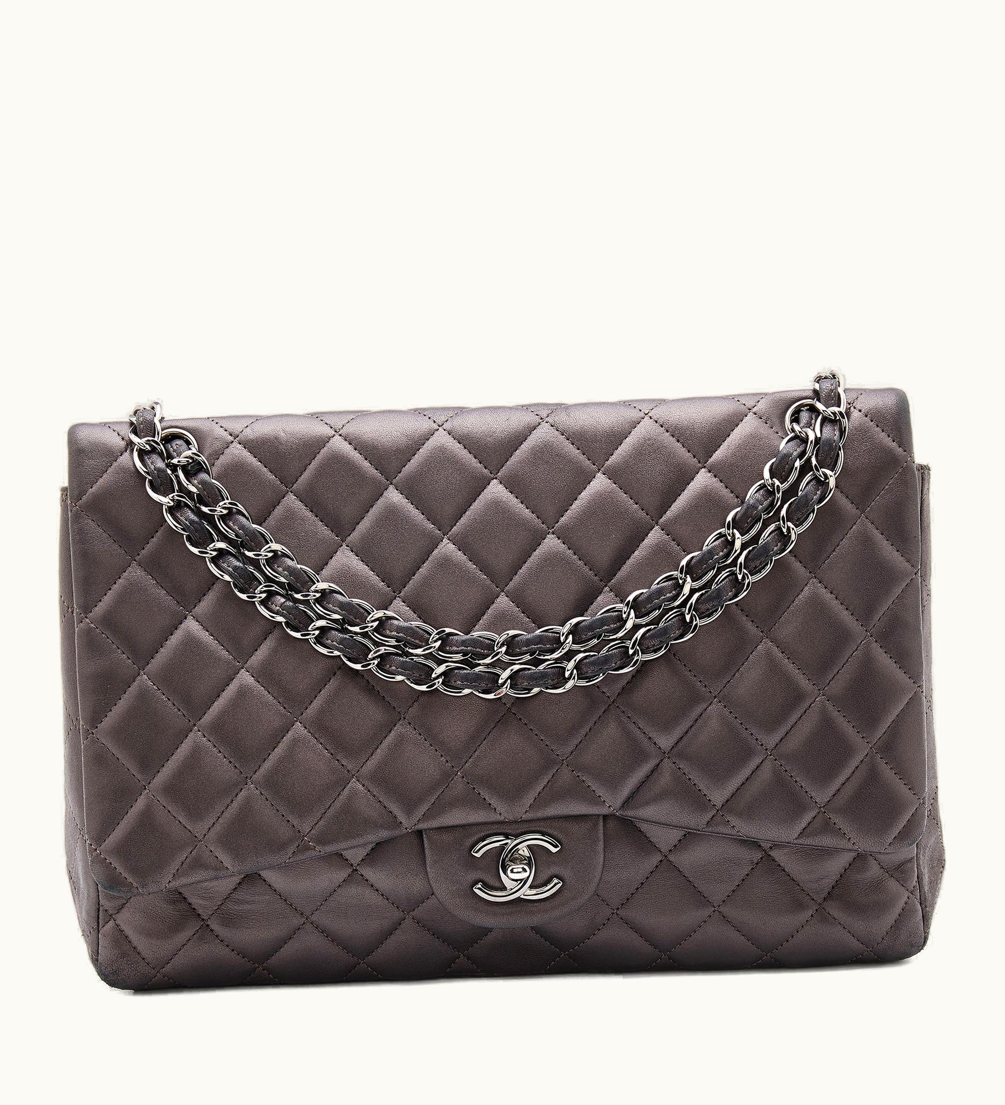Chanel Chanel Dark Grey Quilted Leather Maxi Classic Flap Bag