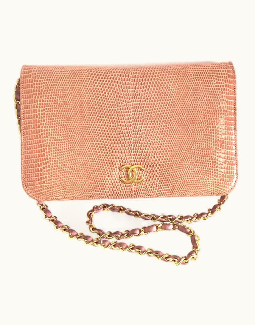 Chanel Chanel Vintage Milky Pink Genuine Lizard Leather 2
