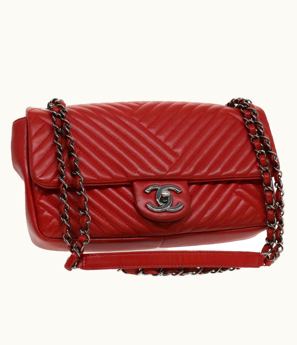 Chanel Chanel Chain Shoulder Bag Lamb Skin Red CC
