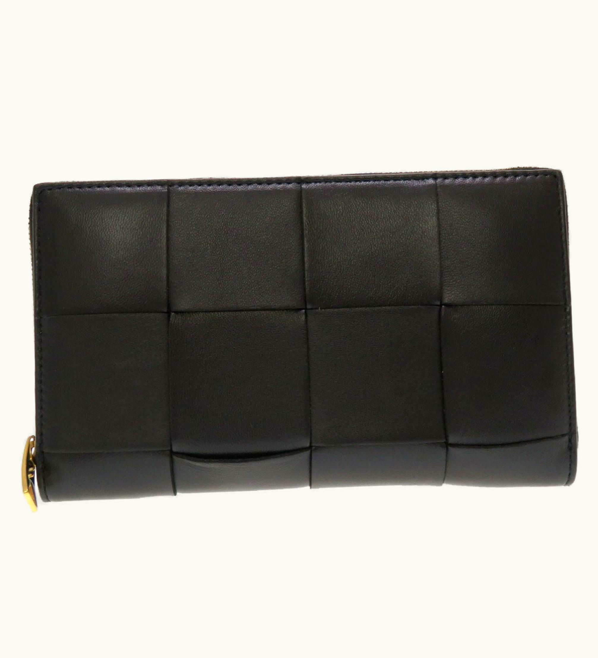 Bottega Veneta Bottega Veneta Intrecciato Leather Black Long Wallet 0100 Bottegaveneta
