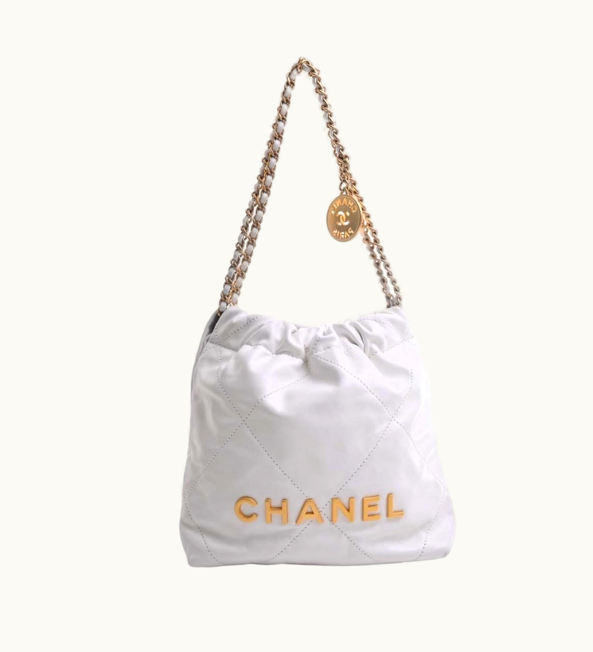 Chanel Chanel Leather 22 Handbag Chain Shoulder Bag White Luxe Ladies