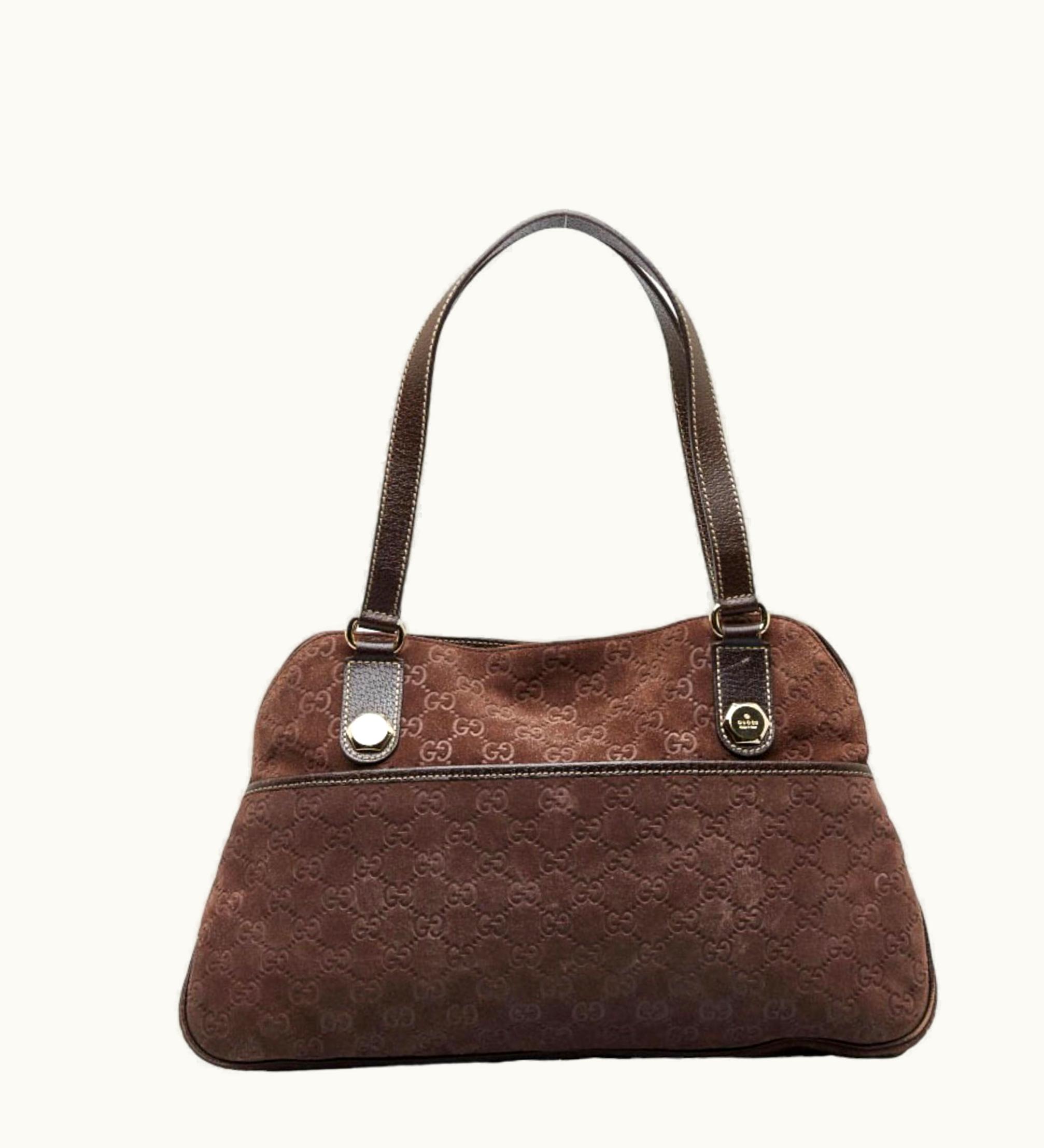 Gucci Gucci GG Pattern Handbag Shoulder Bag 163288 Brown Leather Suede Ladies
