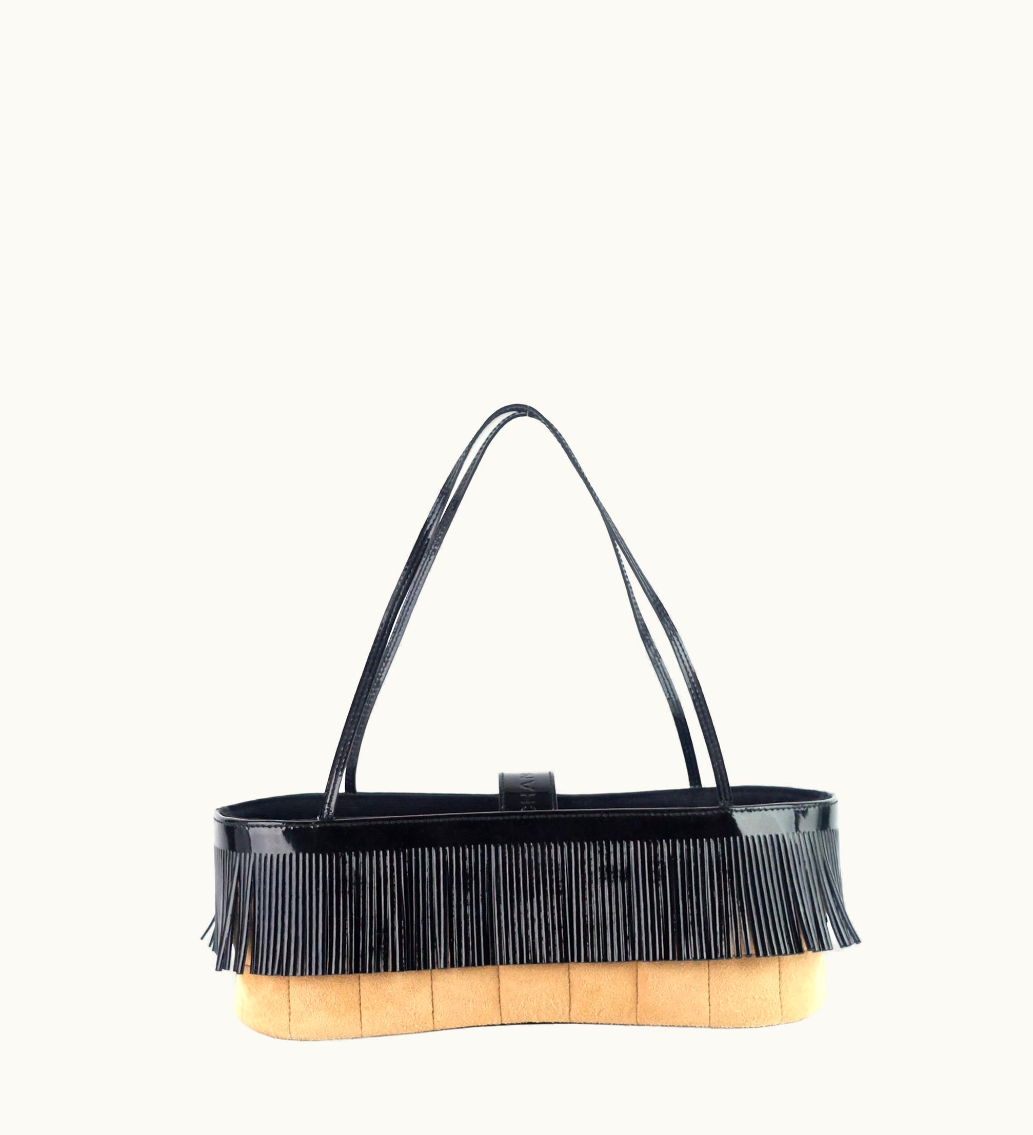 Chanel Chanel Suede And Patent Leather Mini Fringe Handbag