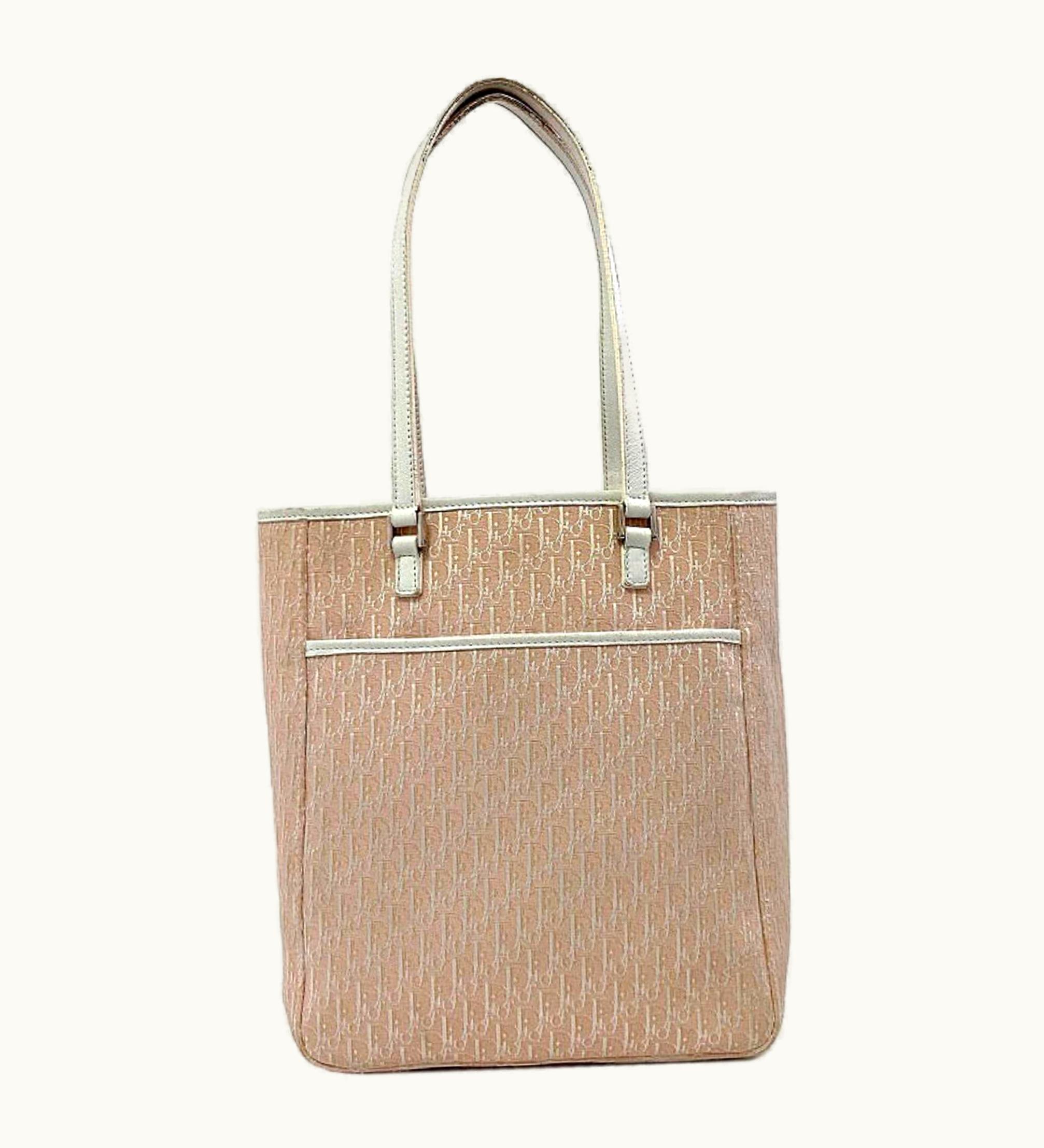 Dior Dior Christian Dior Tote Bag Pink White Trotter 05Ru Canvas Leather Ladies Cd