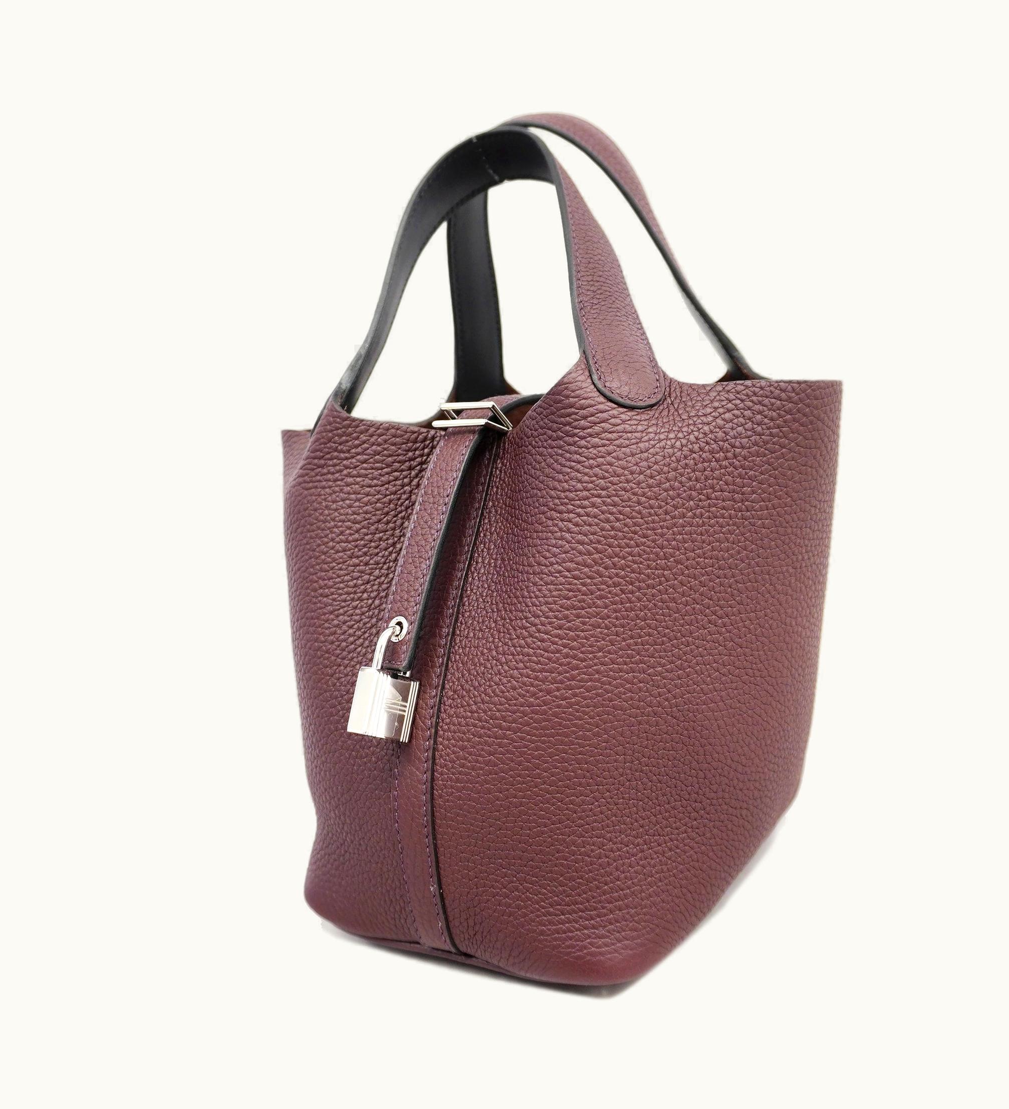 Hermès Hermès Picotin Picotine Lock PM M Engraved Women's Taurillon Clemence Prun