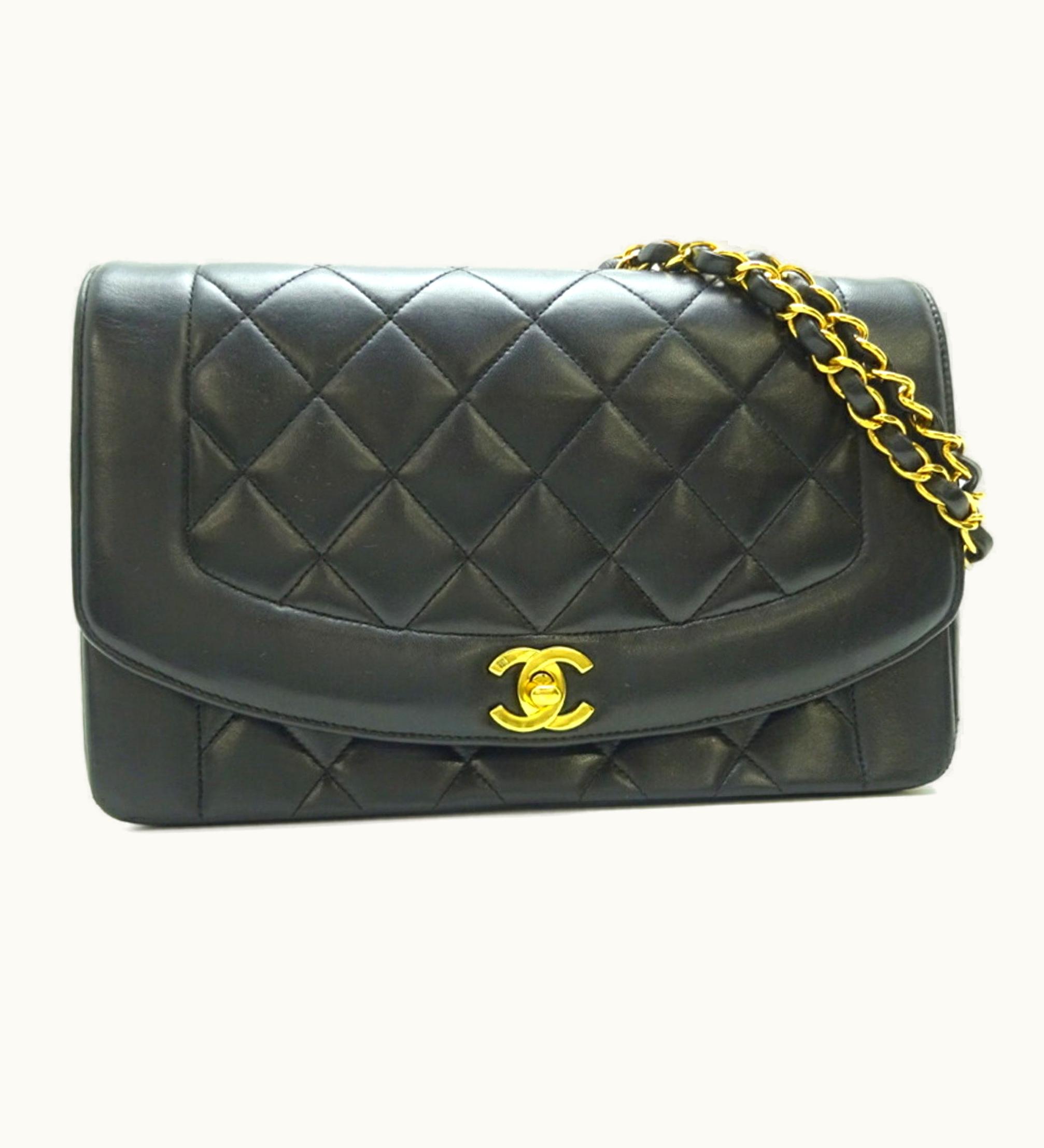 Chanel Chanel Matelasse Diana 25 Chain Shoulder Women's Bag A01165 Lambskin Noir [Black]