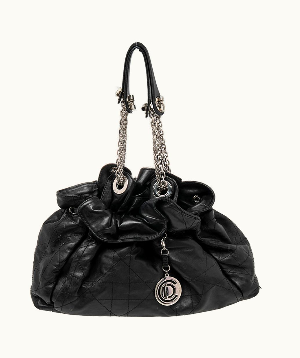 Dior Dior Le Trente Cannage Leather Hobo Black