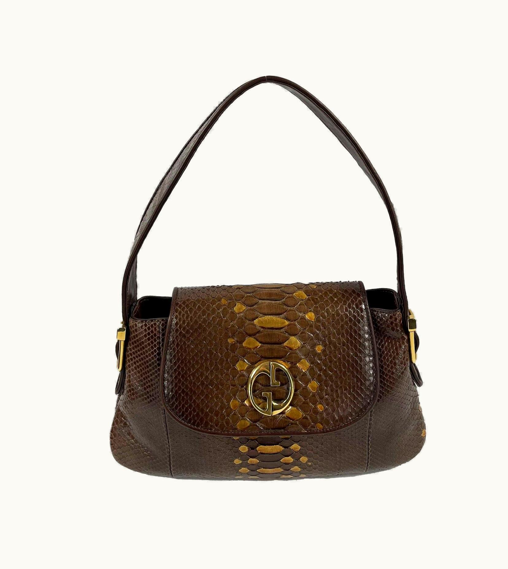 Gucci Gucci - 1973 Python Metallic Accent Shoulder Bag