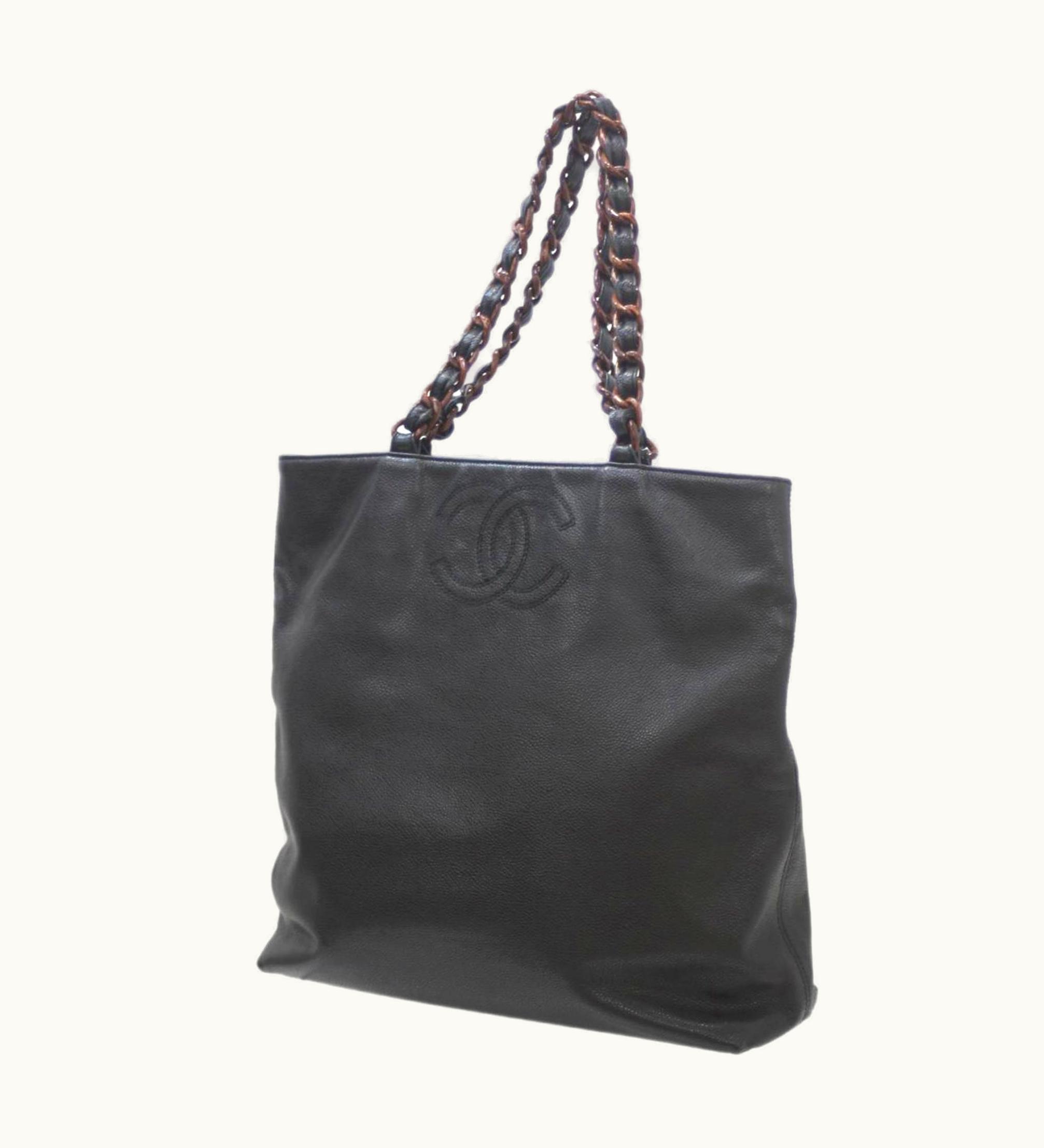 Chanel Chanel Coco Shoulder Bag Caviar Skin Woodgrain Acrylic Chain Tote Black Women's Ks