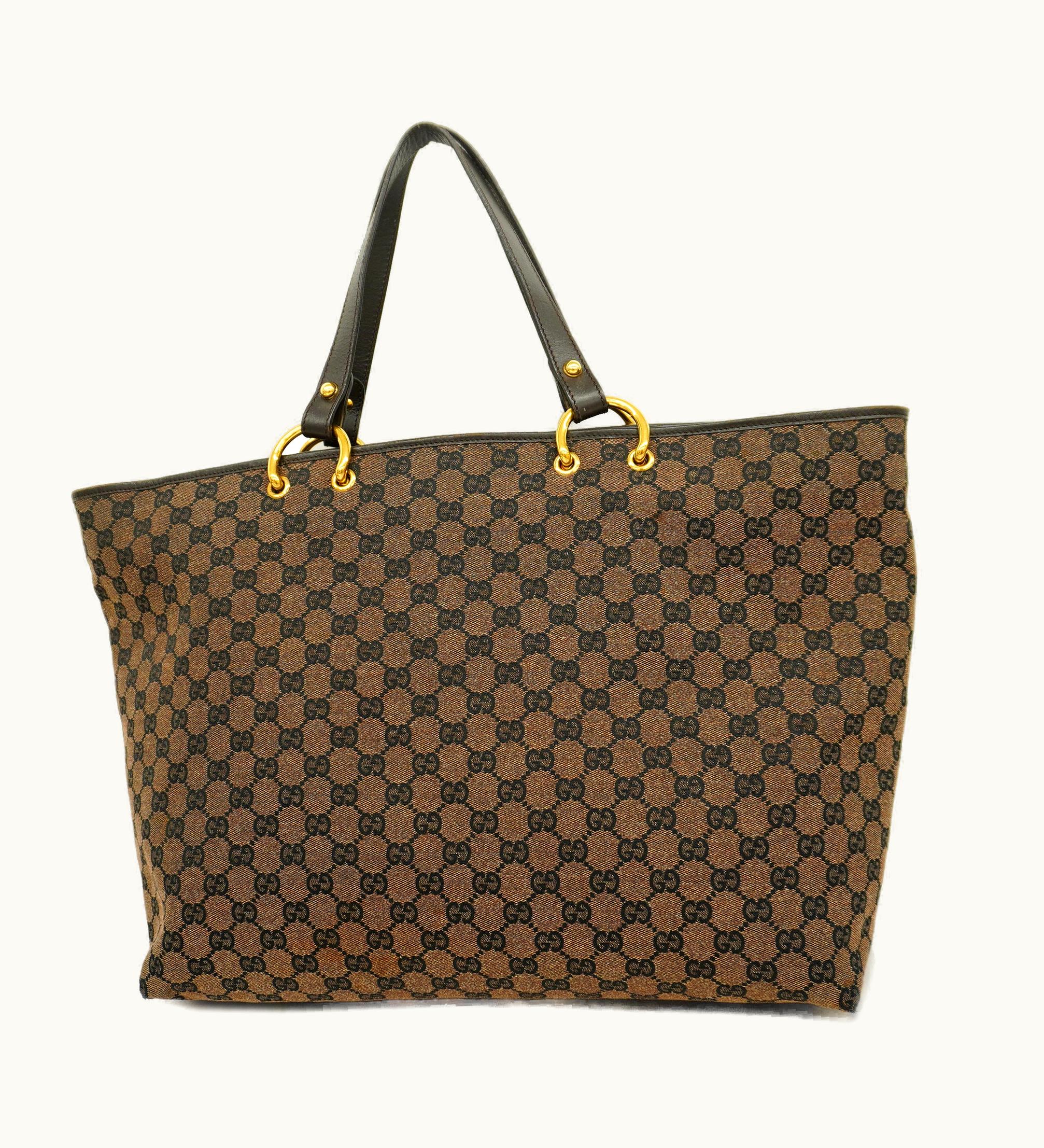 Gucci Gucci GG Canvas 130736 Women's GG Canvas Tote Bag Brown