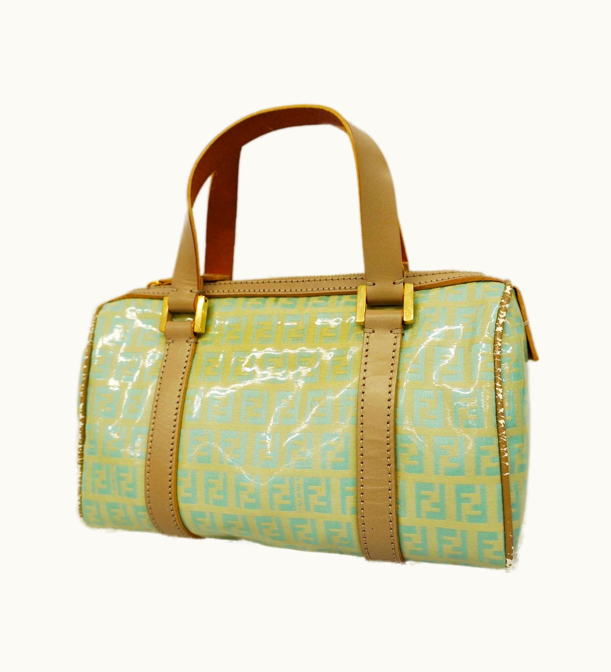 Fendi Fendi Zucchino Handbag Women's Pvc, Leather Handbag Light Blue