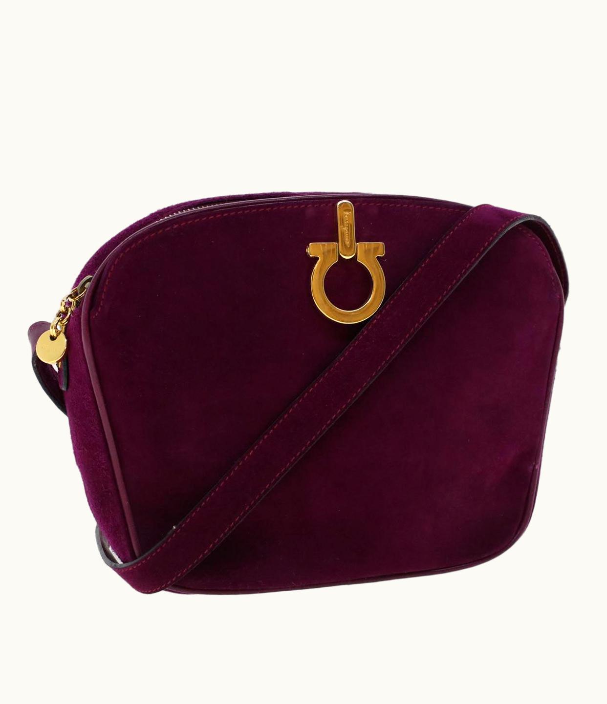 Salvatore Ferragamo Salvatore Ferragamo Gancini Shoulder Bag Suede Purple