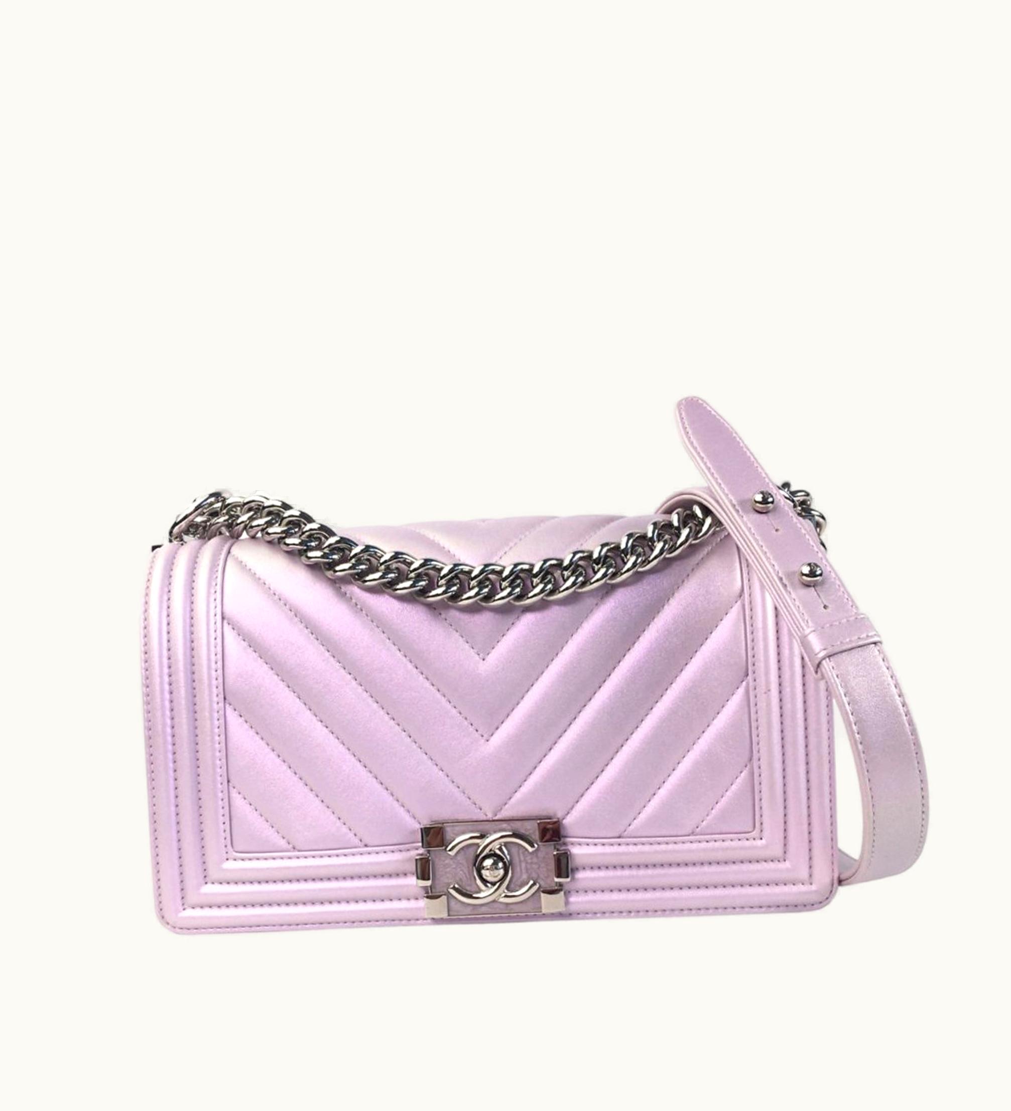 Chanel Chanel Medium Metallic Chevron Quilted Lambskin Boy Flap Bag