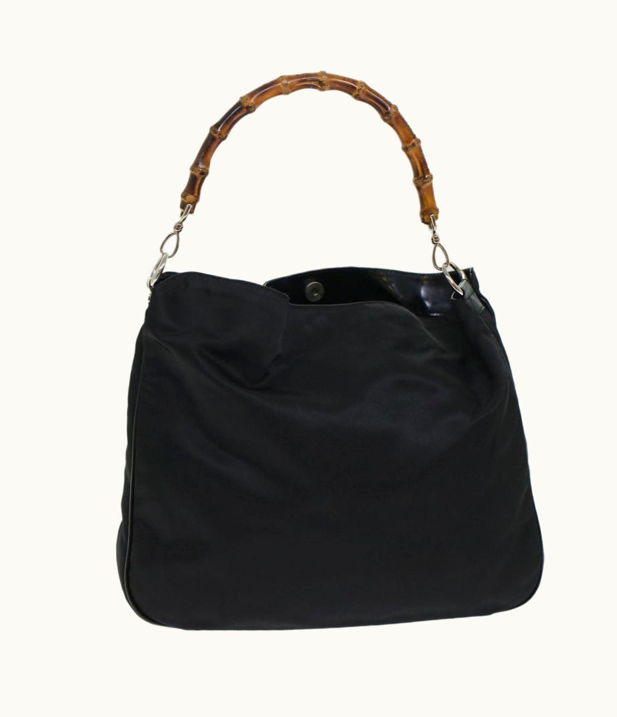 Gucci Gucci Bamboo Shoulder Bag Nylon Black 00119981577