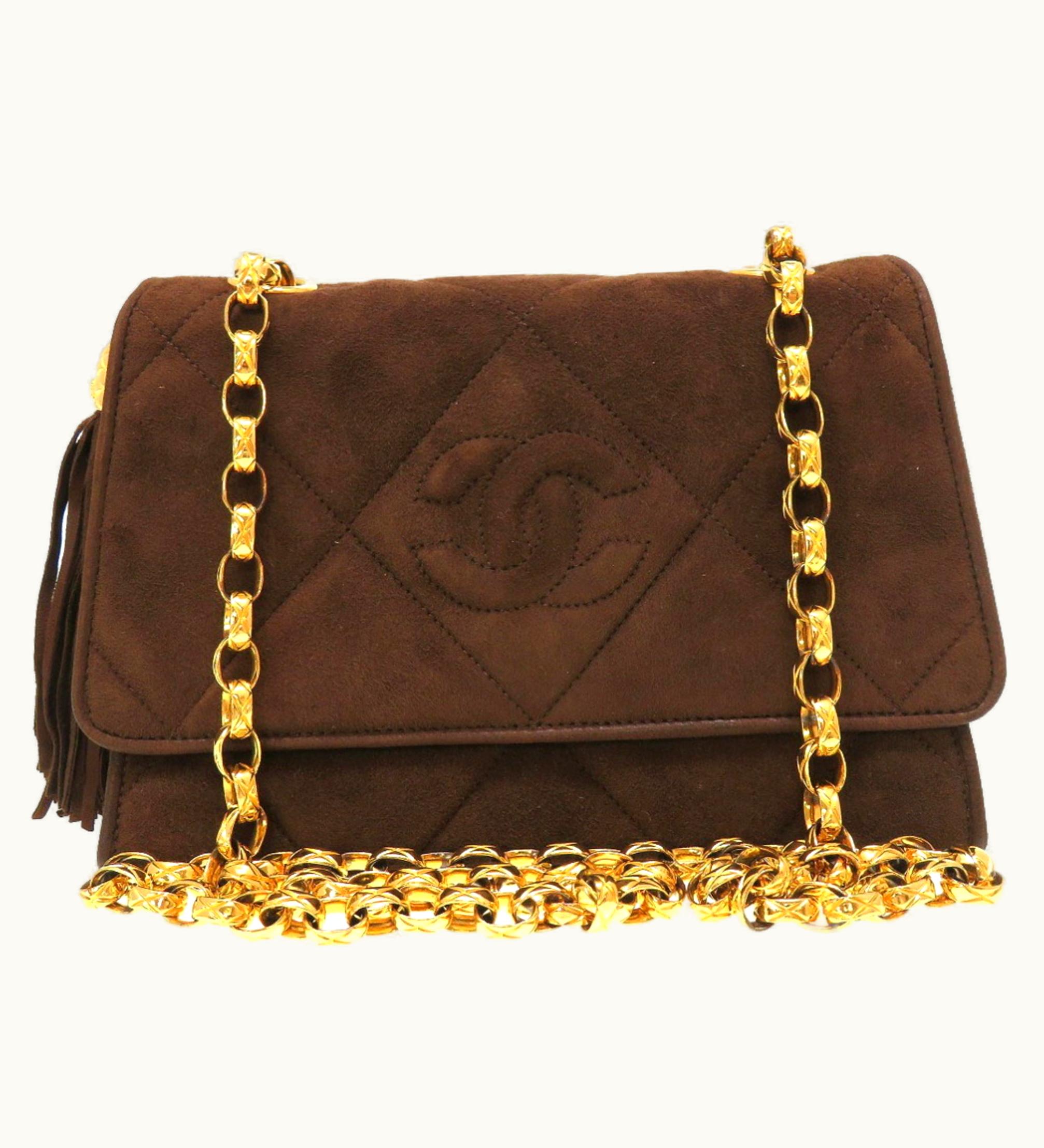 Chanel Chanel Matelasse Coco Mark Suede Brown Shoulder Bag