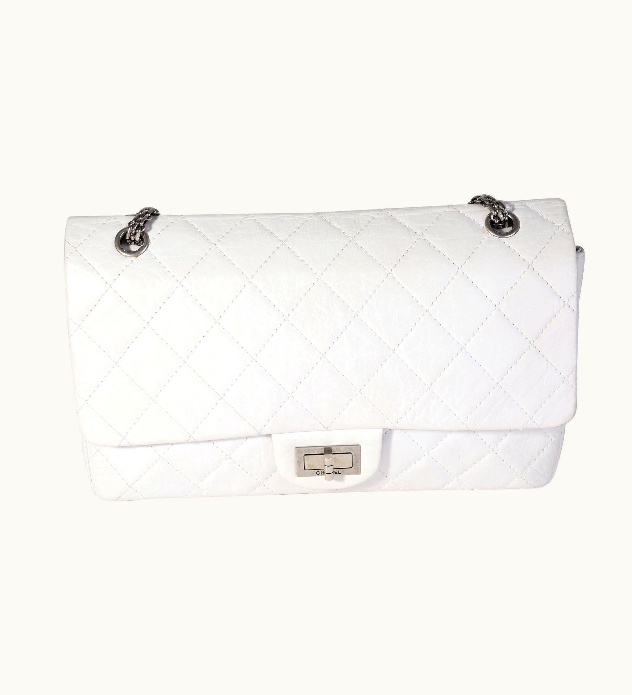 Chanel Chanel 50th Anniversary White Aged Calfskin Quilted 2.55 Reissue 227 Flap Shoulder Bag