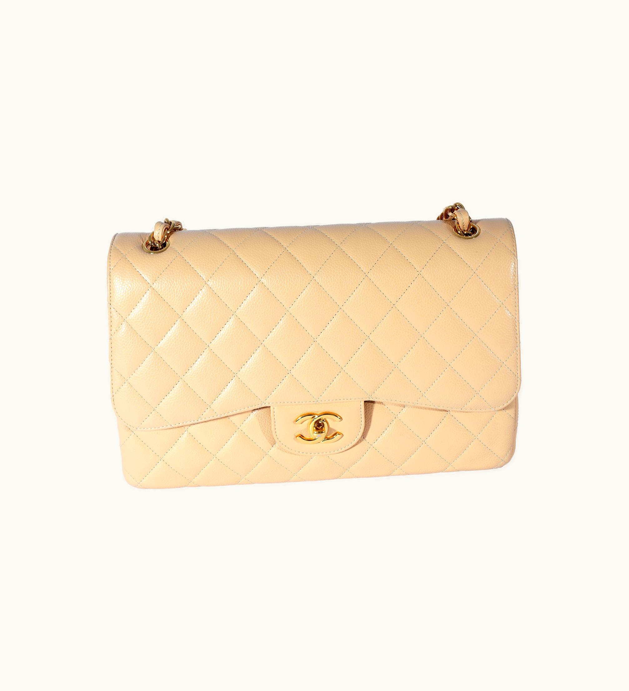 Chanel Chanel Classic Double Flap Bag Jumbo Caviar Crossbody/Shoulder Bag Beige