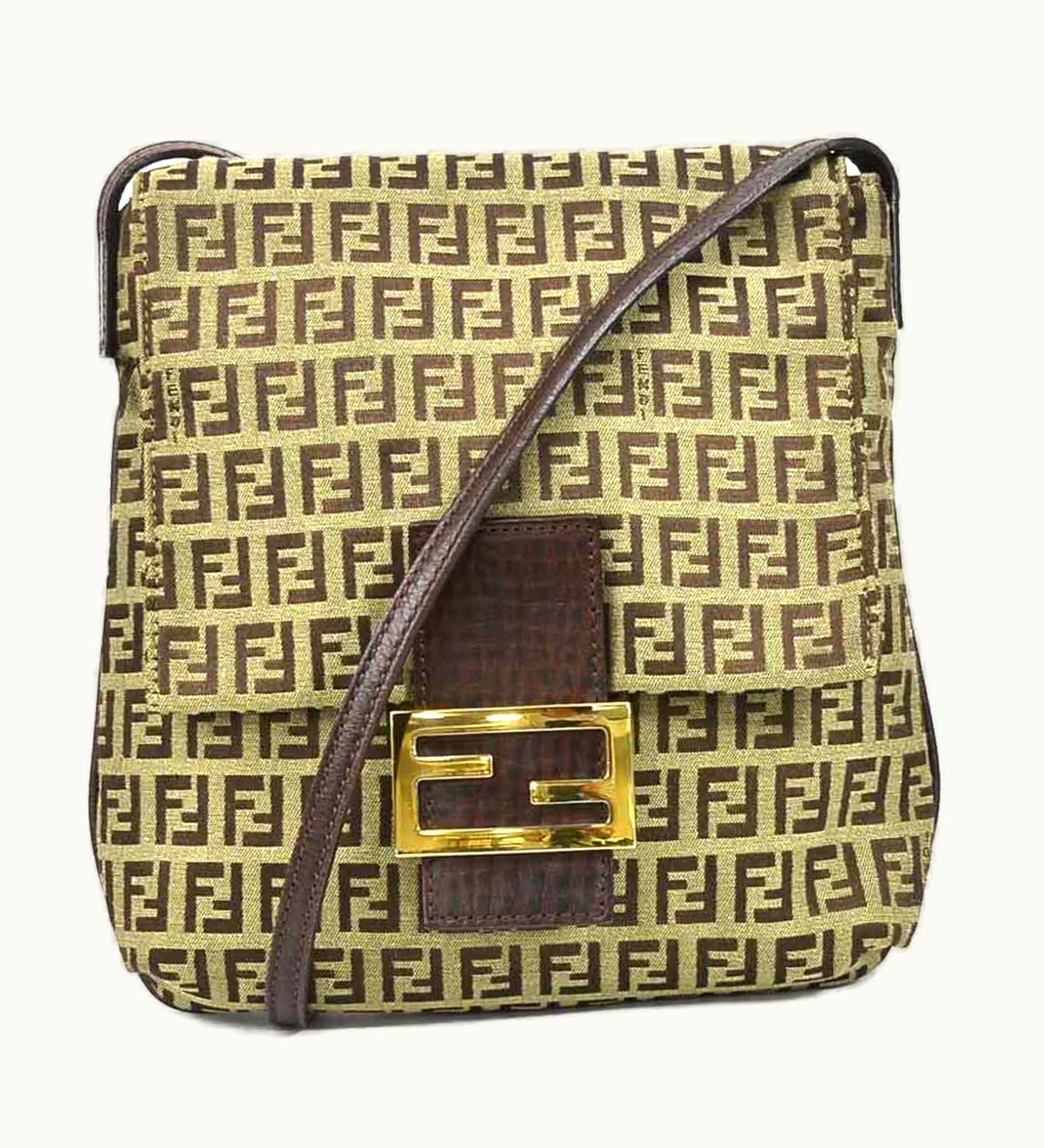 Fendi Fendi Crossbody Shoulder Bag Zucchino Canvas/Leather Brown Ladies