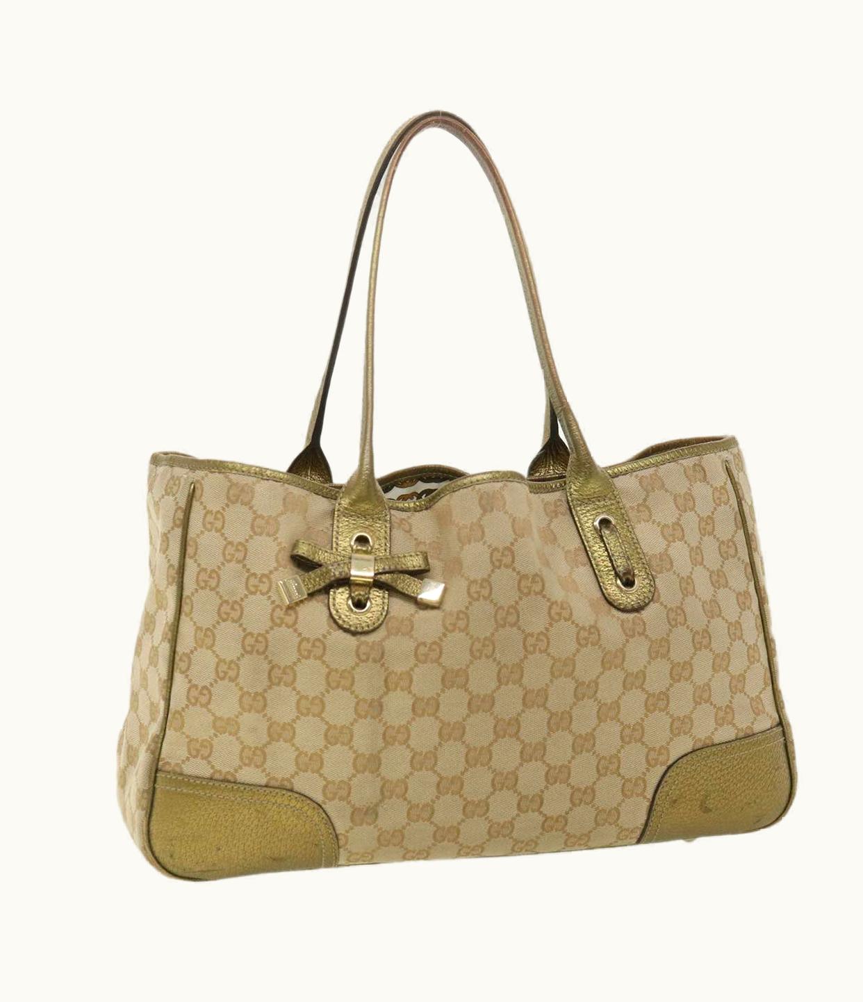 Gucci Gucci GG Canvas Shoulder Bag Beige Gold 163805